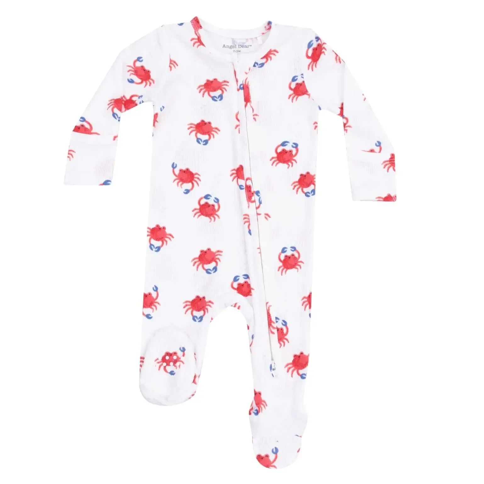 Angel Dear Two-Way Zipper Footie Pajamas - Crabby Cuties Design | Soft Baby Sleepwear for Boys & Girls | Perfect for Nursery, Bedtime & Playtime