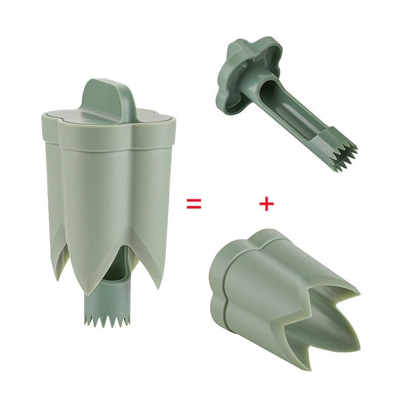2 in 1 Bell Peppers Seed Core Remover & Jalapeno Corer - Stainless Steel Vegetable & Fruit Coring Tool for BBQ, Cooking, Meal Prep - Quick Core Remover for Green Peppers, Jalapenos, Tomatoes (1x Green)