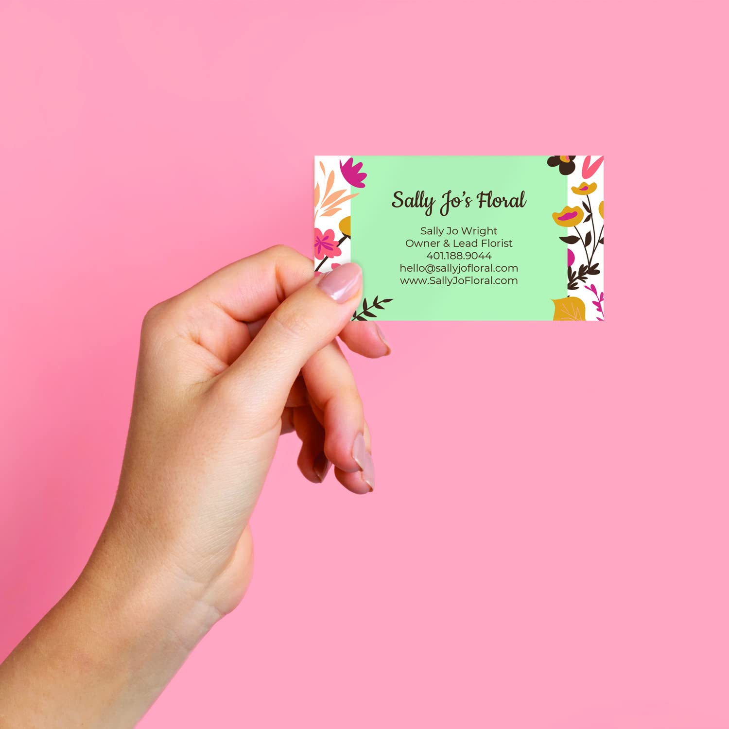 Vibrant Modern Floral Custom Business Cards - 100 Personalized Premium Quality 2