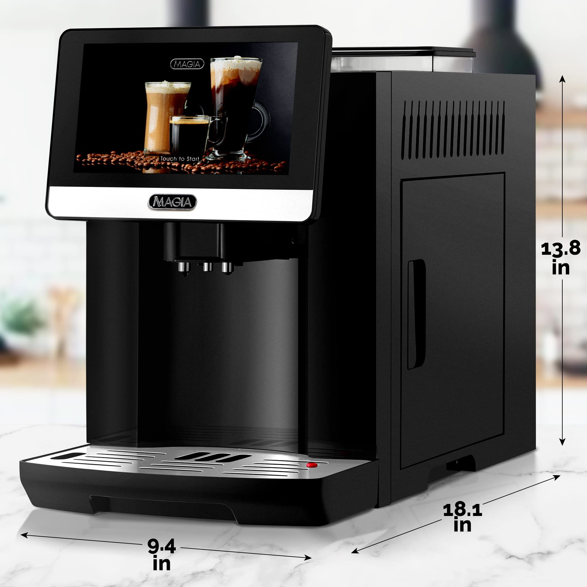 Zulay Magia Fully Automatic Espresso Machine with Built-in Grinder - 19 Customizable Coffee Settings - Self-Cleaning System - Milk Frother for Latte, Cappuccino & Macchiato - Silver | Perfect for Home Baristas & Coffee Shops
