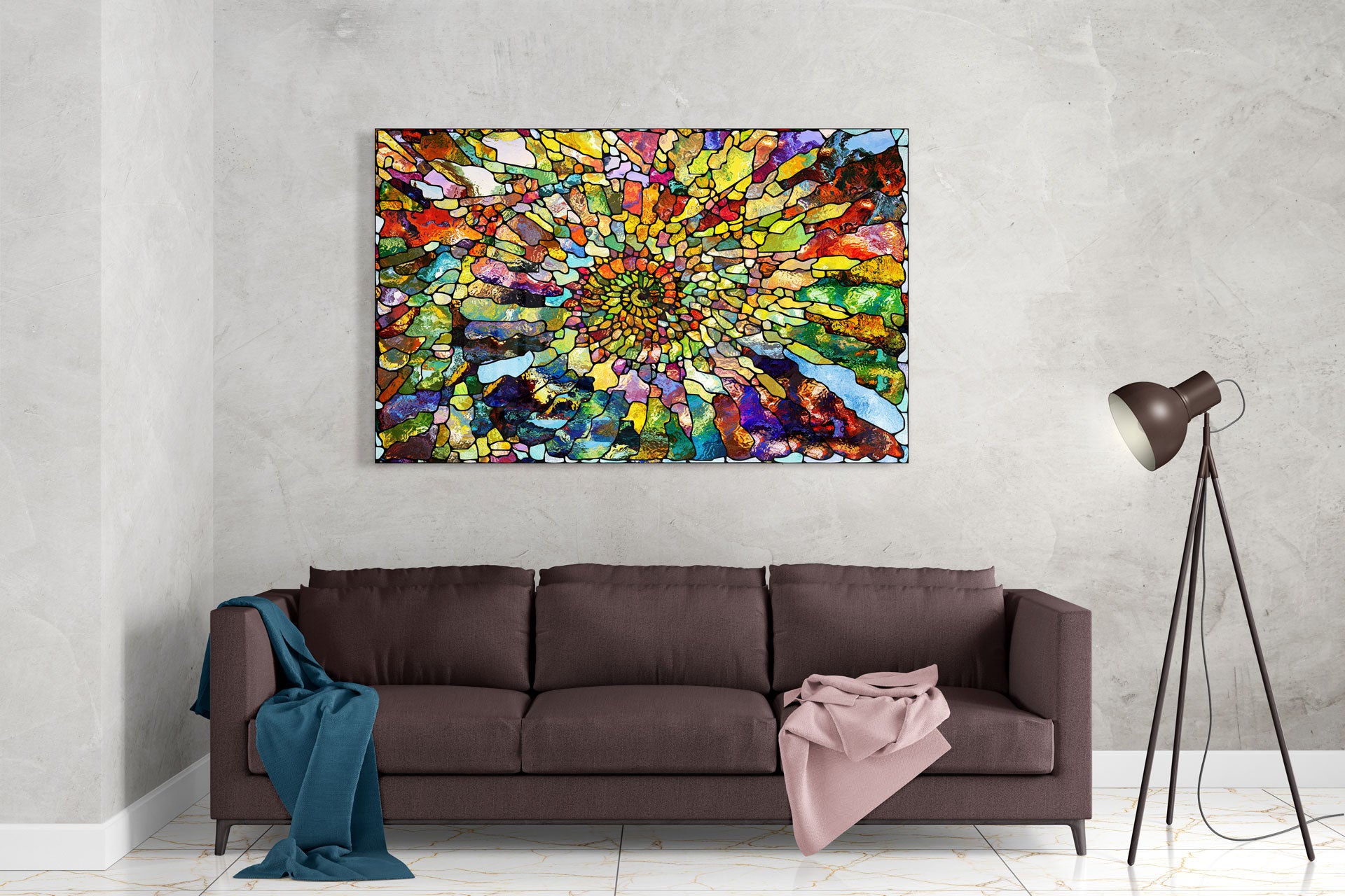 Vibrant Spiral Stained Glass Window Art - Handmade Decorative Panels for Home, Church & Office Decor