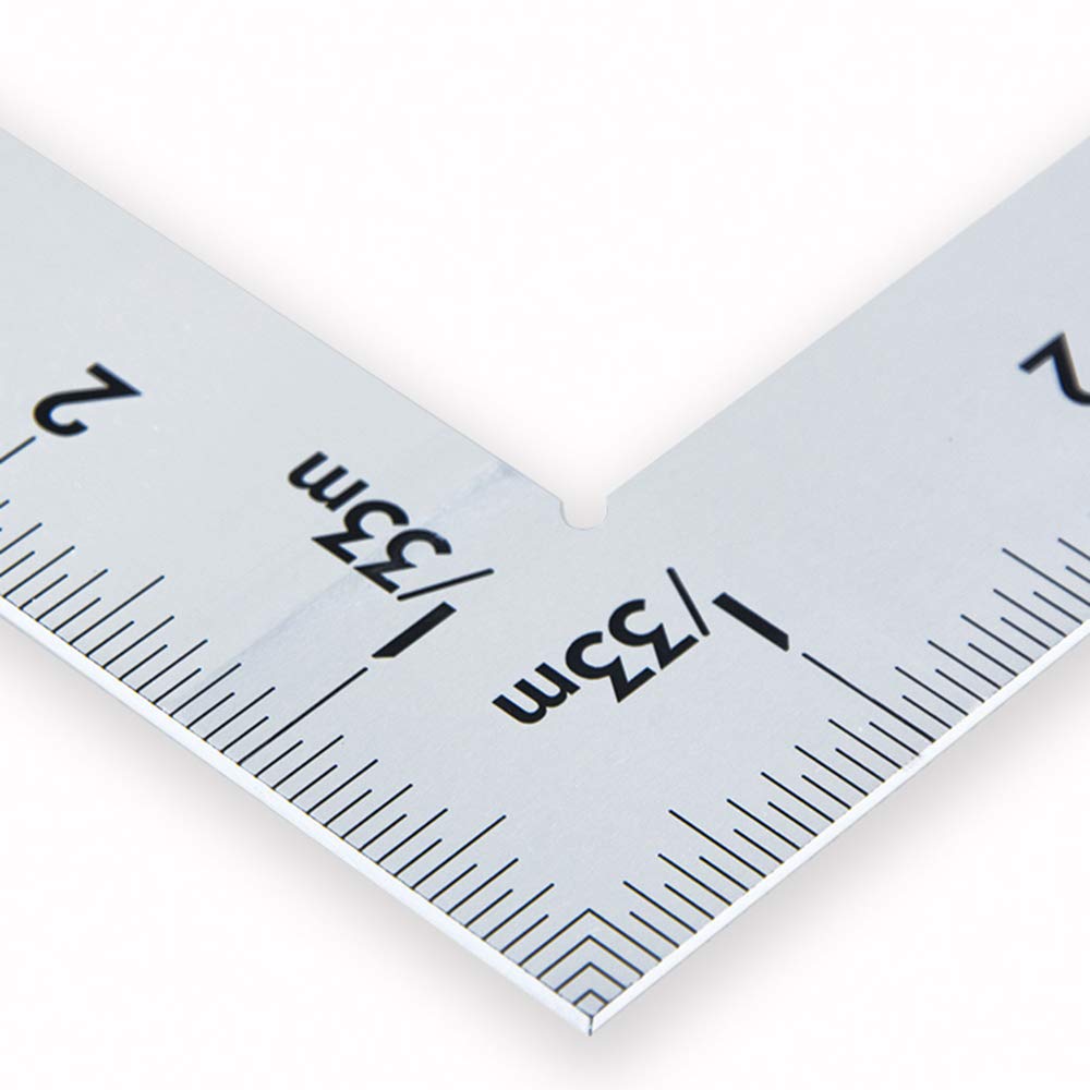 Shinwa 1818AH 63411 Stainless Steel Curved Scale Ruler - 2 x 1 Inch Medium Metal Universal Measuring Tool for DIY, Woodworking & Engineering Projects