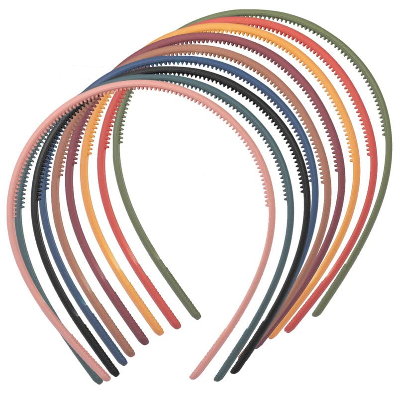 6-Pack Plastic Teeth Comb Headbands for Women - Non-Slip Solid Color Hair Hoops (Multicolor) - Perfect for Styling, Workouts, and Everyday Hair Accessories