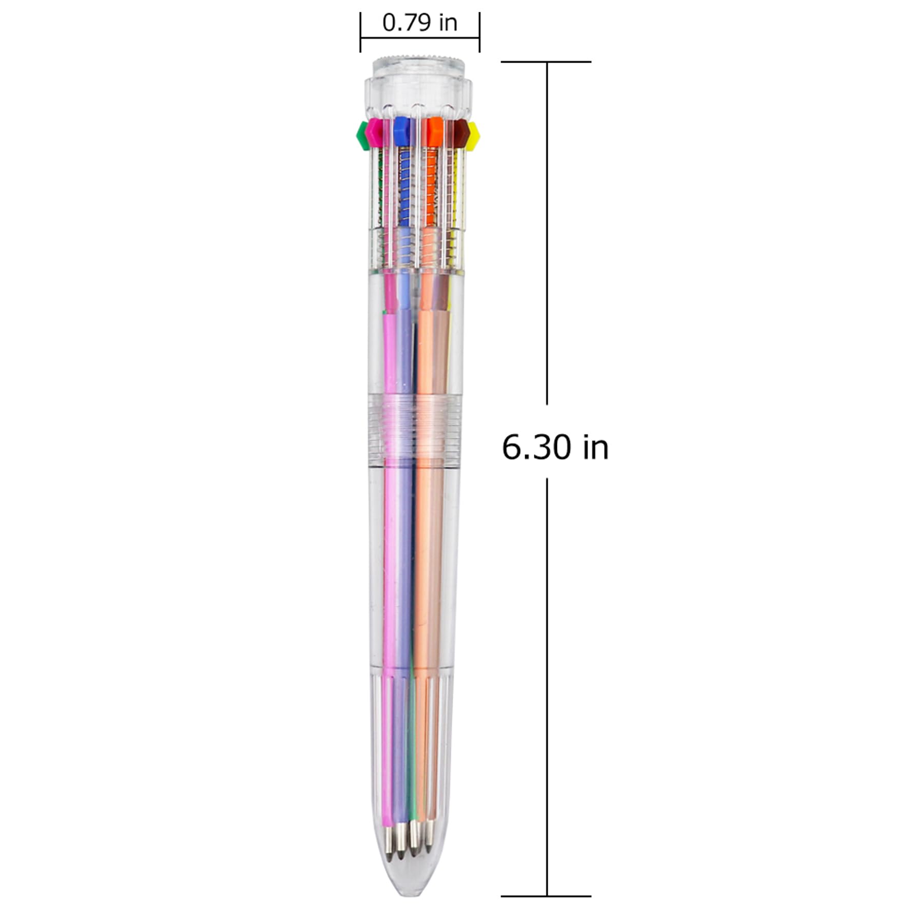 HeTaoCat 10-in-1 Multicolor Retractable Ballpoint Pens - 0.5mm Fine Point, 10 Vibrant Colors, Transparent Barrel for Smooth Writing | Perfect for Office, School, Note Taking, Journaling & Art Projects