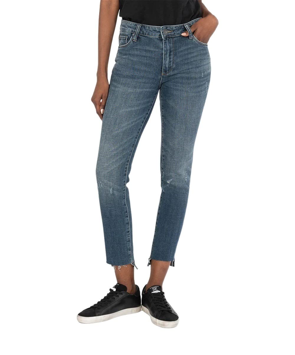 KUT from the Kloth Women's Reese Ankle Straight Leg Jeans - Comfortable Stretch Denim Pants for Casual Wear & Everyday Outfits