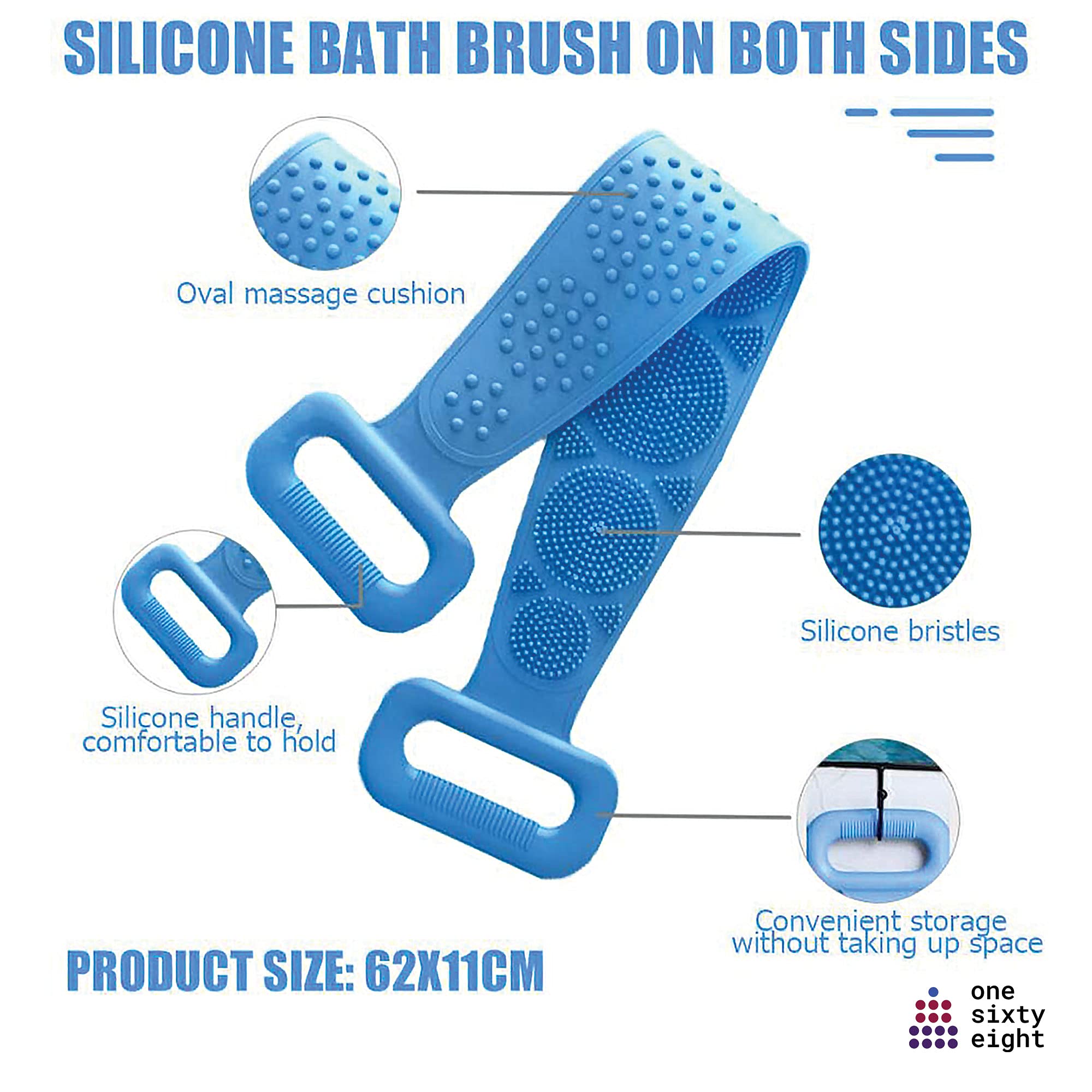 Silicone Back Scrubber for Shower & Bath - Exfoliating Massage Belt for Dead Skin Removal & Deep Cleaning - Multi-Color (Perfect for Hard-to-Reach Areas & Spa-Like Experience at Home)