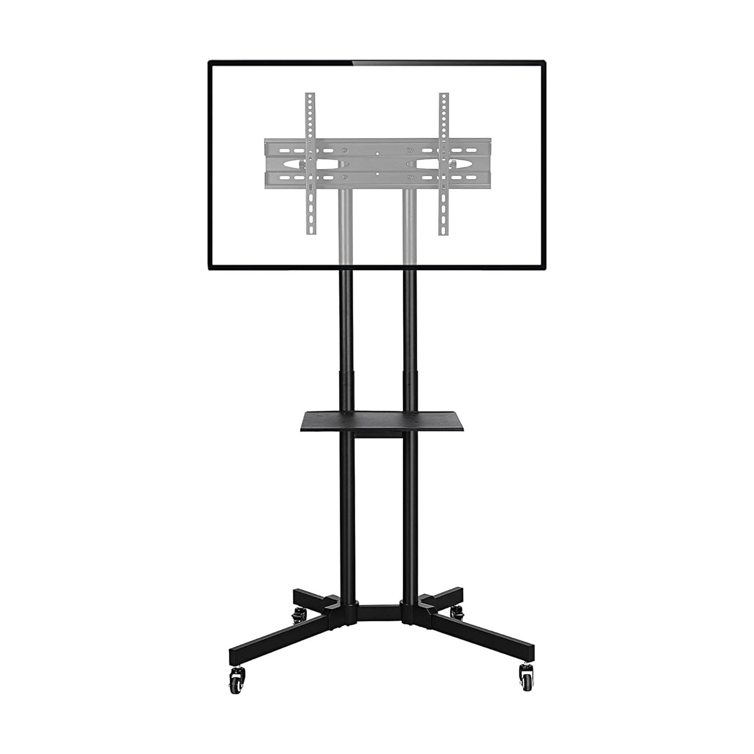 Adjustable Wheeled Mobile TV Stand with Accessory Tray - Perfect for Home Theater, Office Presentations & Classroom AV Equipment