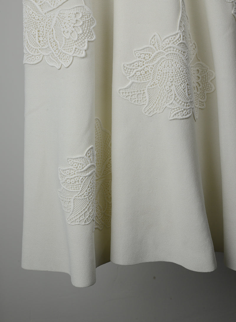 Dior Floral Embroidered Midi Dress in Beige - Size 42 | Elegant Women's Fashion for Parties, Weddings & Special Occasions