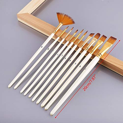 10-Piece Nylon Hair Wooden Handle Watercolor Paint Brush Set for DIY, Oil & Acrylic Painting - Perfect for Artists, Beginners & Craft Projects