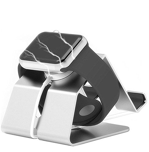 Universal 3-in-1 Adjustable Desktop Stand for iPad, Tablet & Smartphone - Multi-Angle Phone Holder with Apple Watch Charging Dock - Perfect for Home Office, Bedside & Travel (Silver)