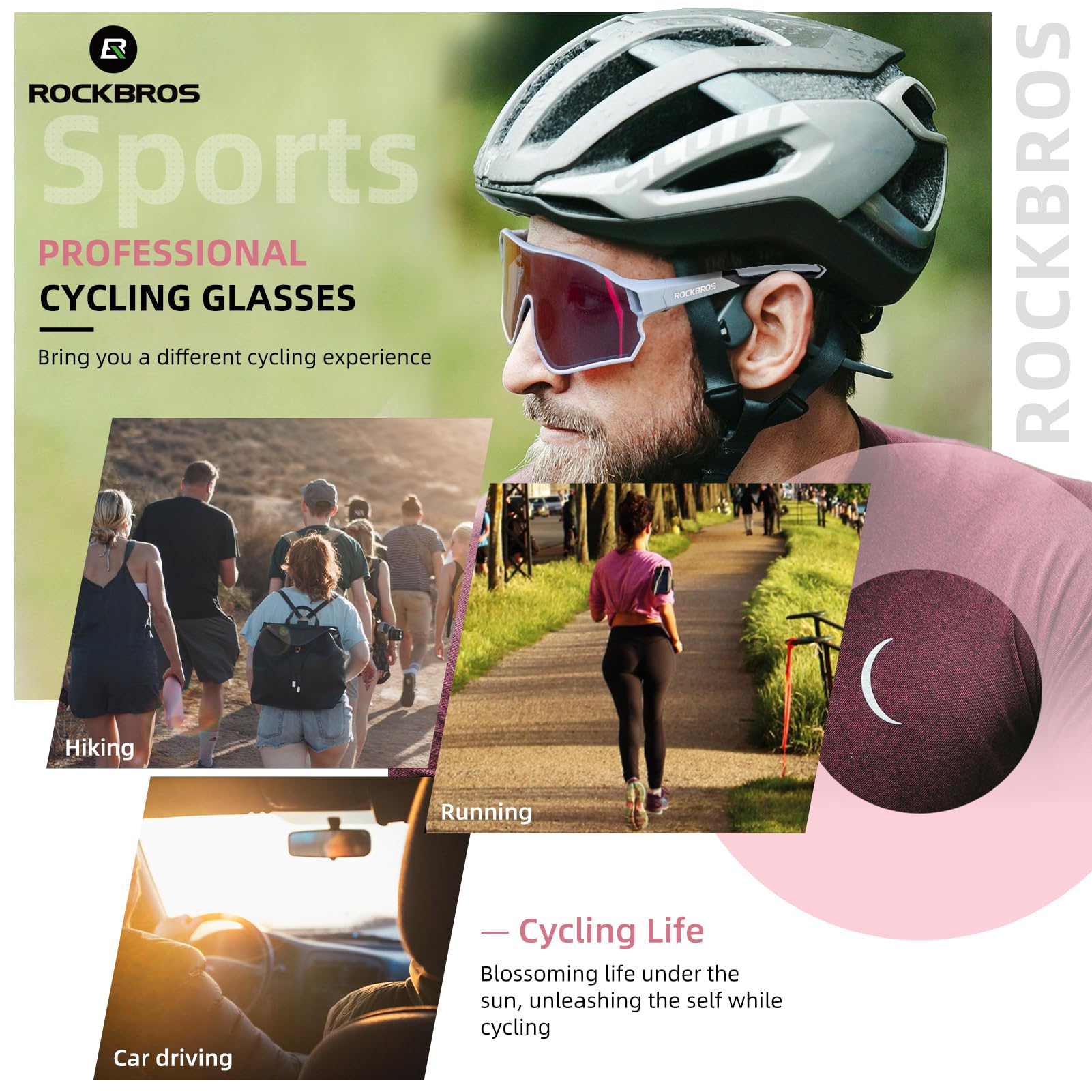 ROCKBROS Photochromic Cycling Sunglasses for Men - UV Protection, Lightweight & Anti-Fog Sports Bike Glasses for Road Biking, Mountain Cycling & Outdoor Activities