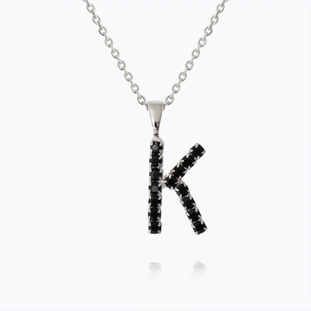 Mini Letter K Necklace in Black - Personalized Initial Jewelry for Women, Gift for Her, Birthday, Anniversary, Valentine's Day