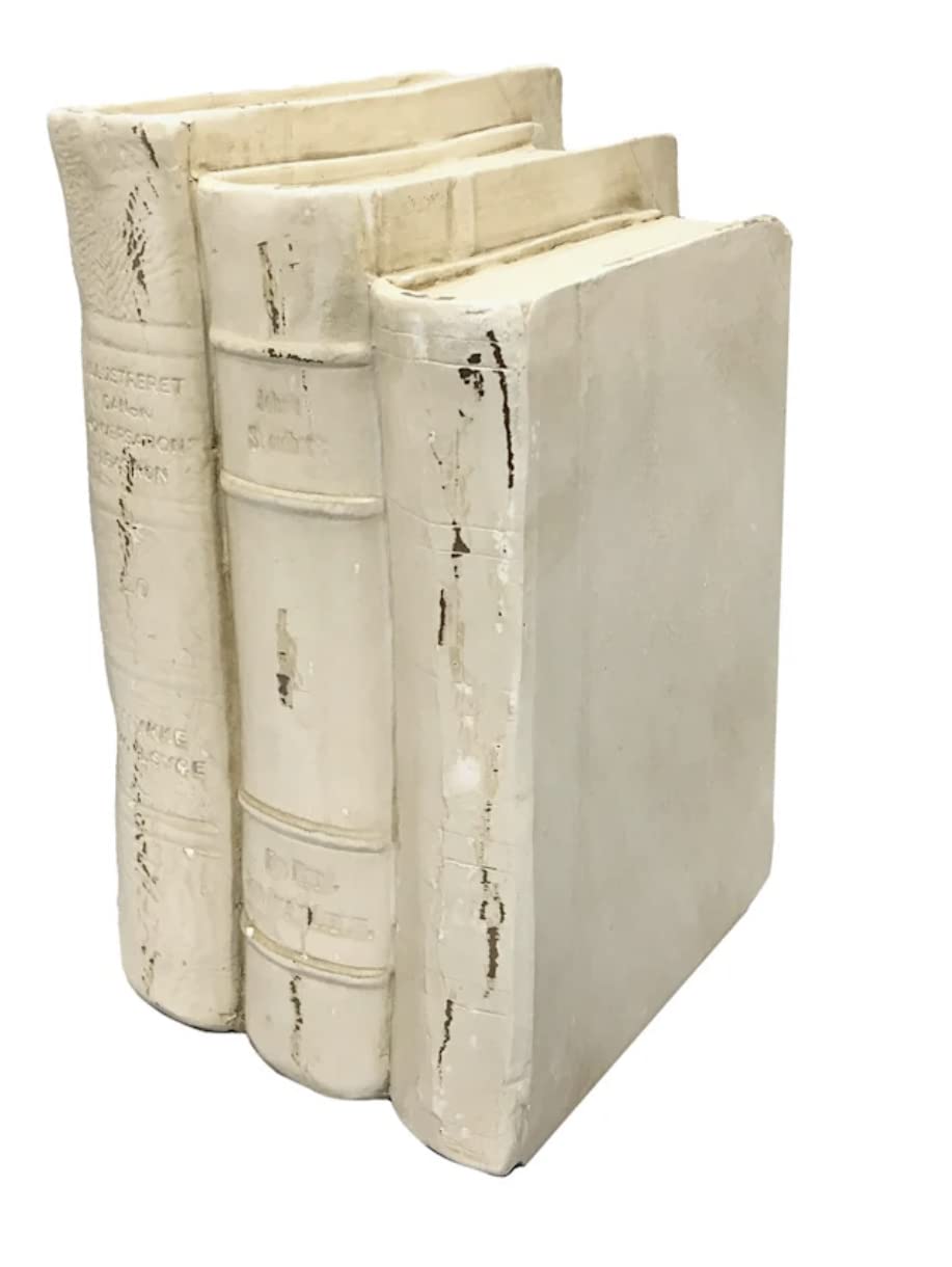 White Resin Decorative Books for Home Decor - 8 Inch Set | Perfect for Bookshelves, Coffee Tables, and Living Room Styling