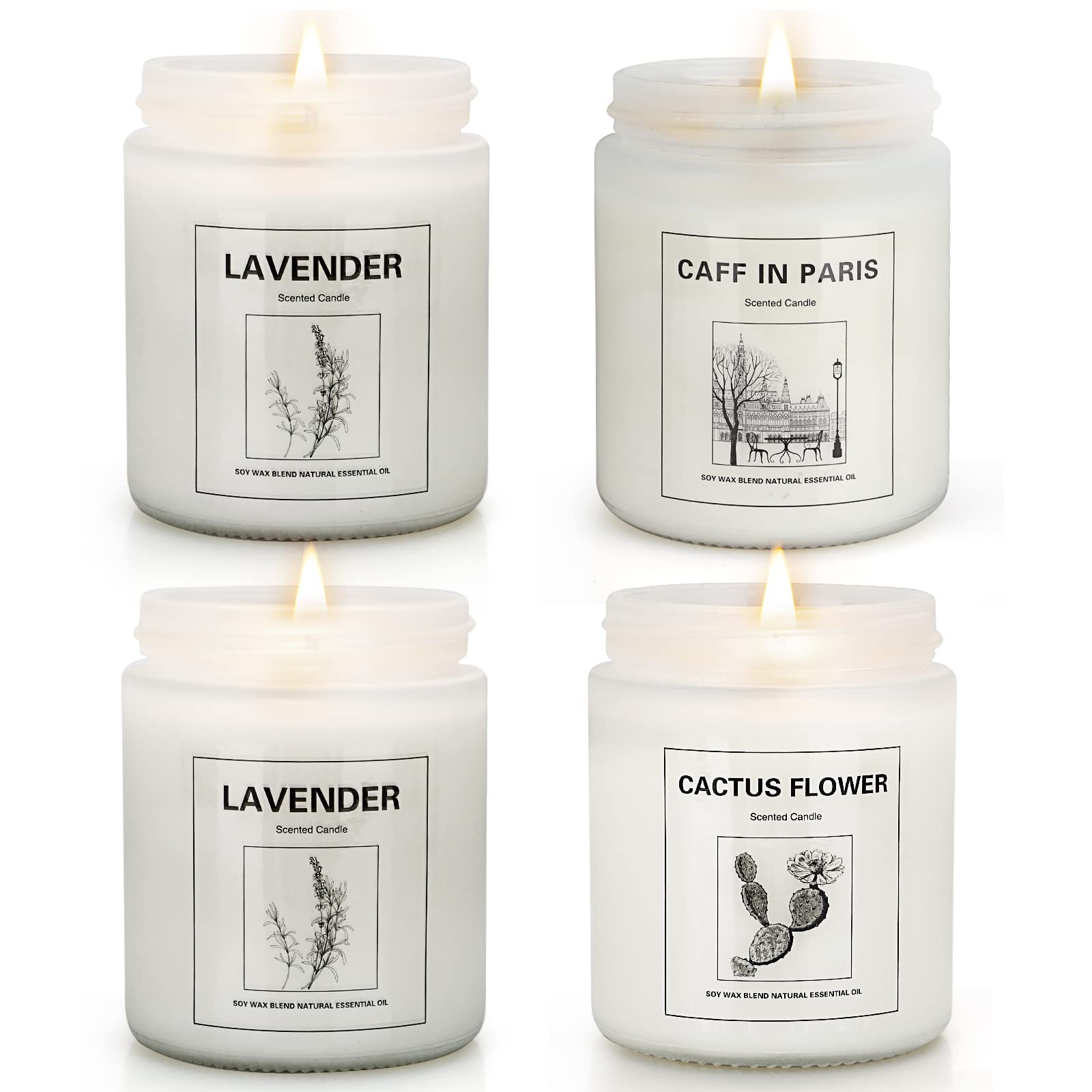 4 Pack Lavender Scented Candles - 28oz Long Lasting 200-Hour Home Fragrance Candles, Funny Aromatherapy Gifts for Women - Perfect for Birthday, Relaxation & Home Decor