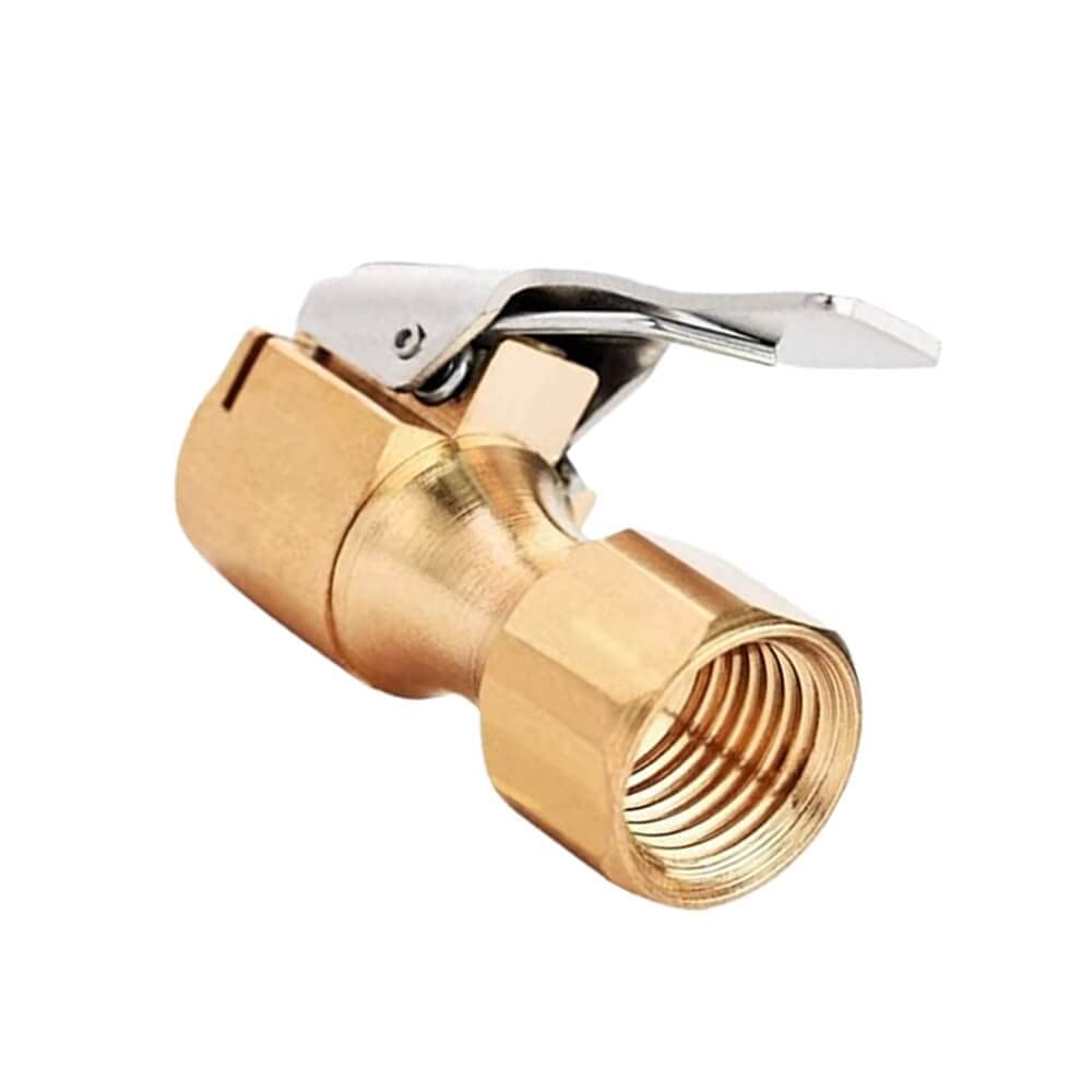 Heavy Duty Brass Air Chuck with Clip Adapter - 1/4