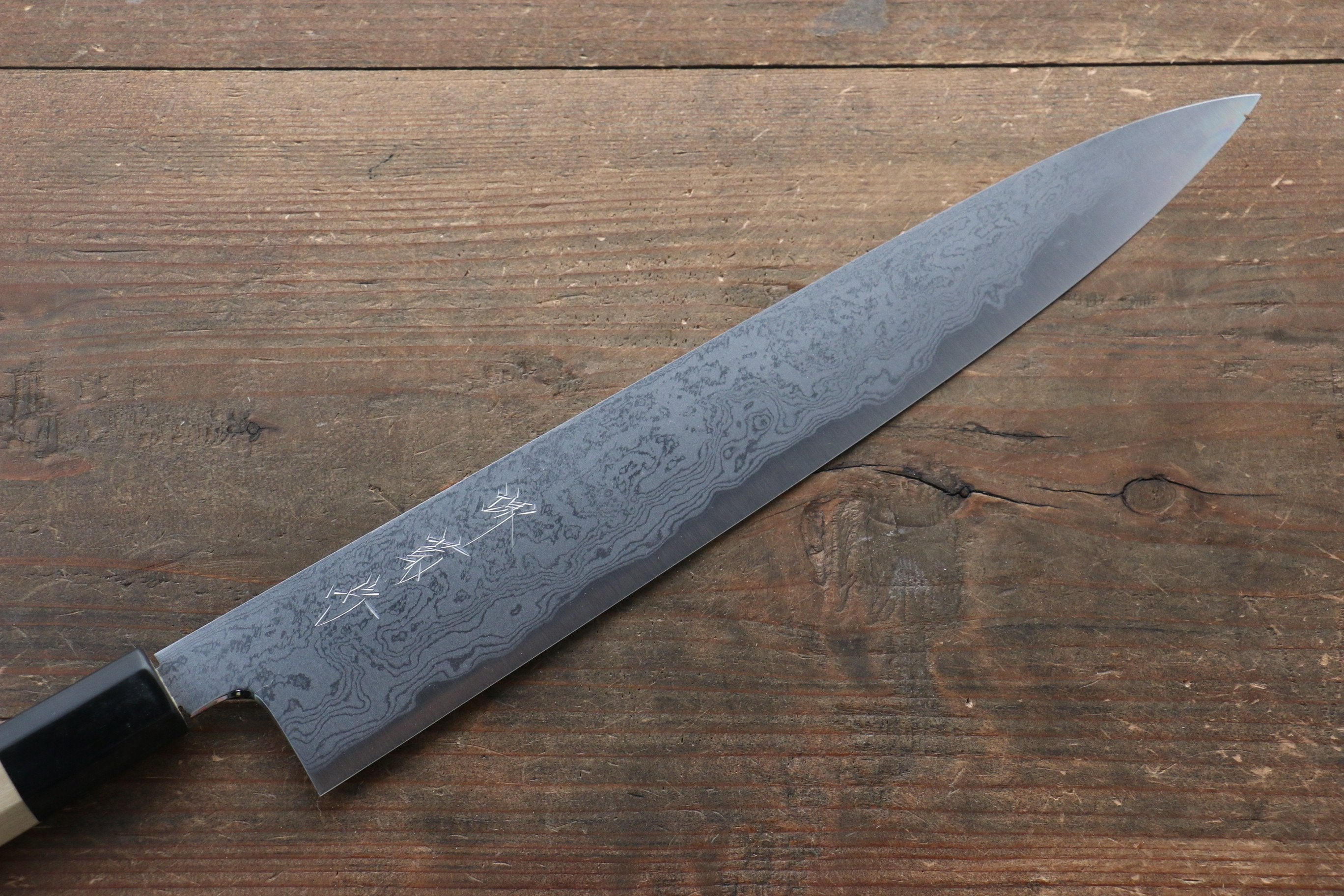 Premium Kikumori Blue Steel No.1 Damascus Sujihiki Knife 270mm - Japanese Chef Knife with Magnolia Wood Handle - Perfect for Slicing Sashimi, Meat & Sushi Preparation