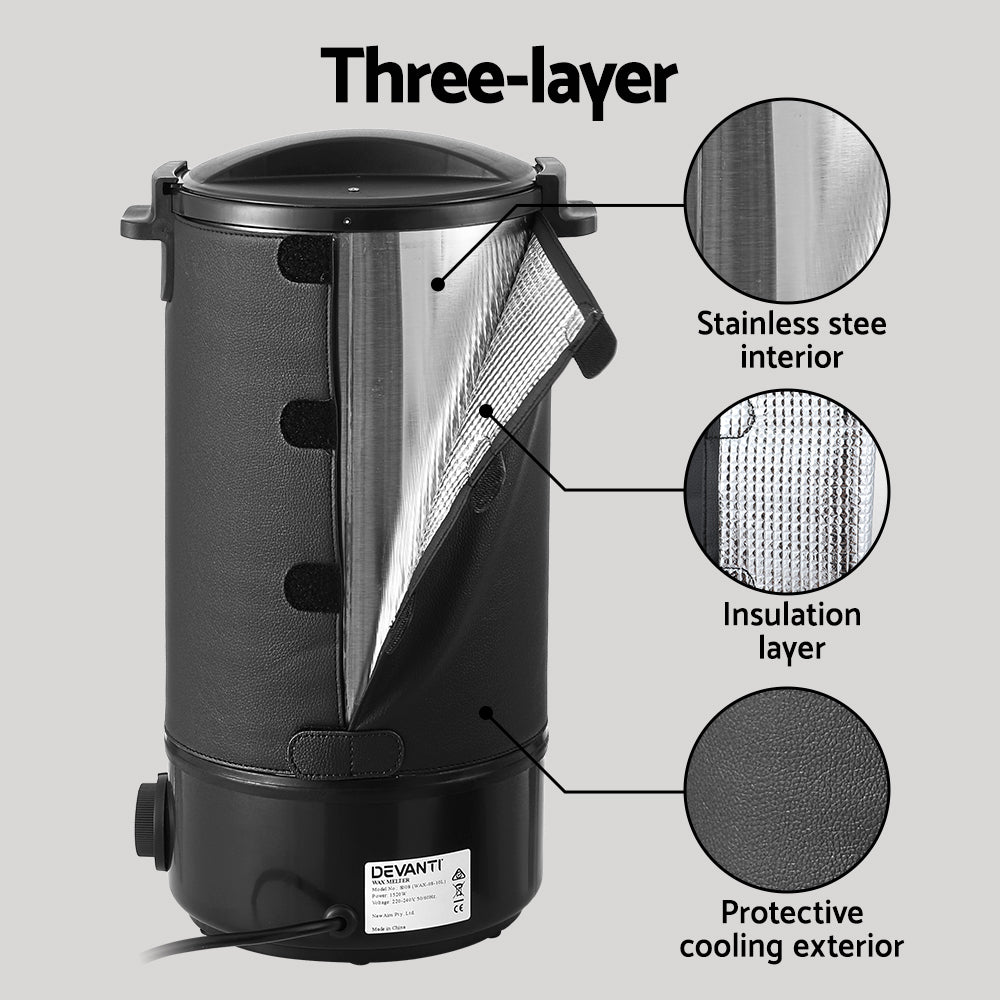 Devanti 10L Electric Wax Melter Pot - 1520W Candle Making Kit with Pour Spout, Soap & Wax Warmer for DIY Crafts, Home Fragrance, Spa Treatments - Perfect for Candle Makers, Soap Crafting & Aromatherapy