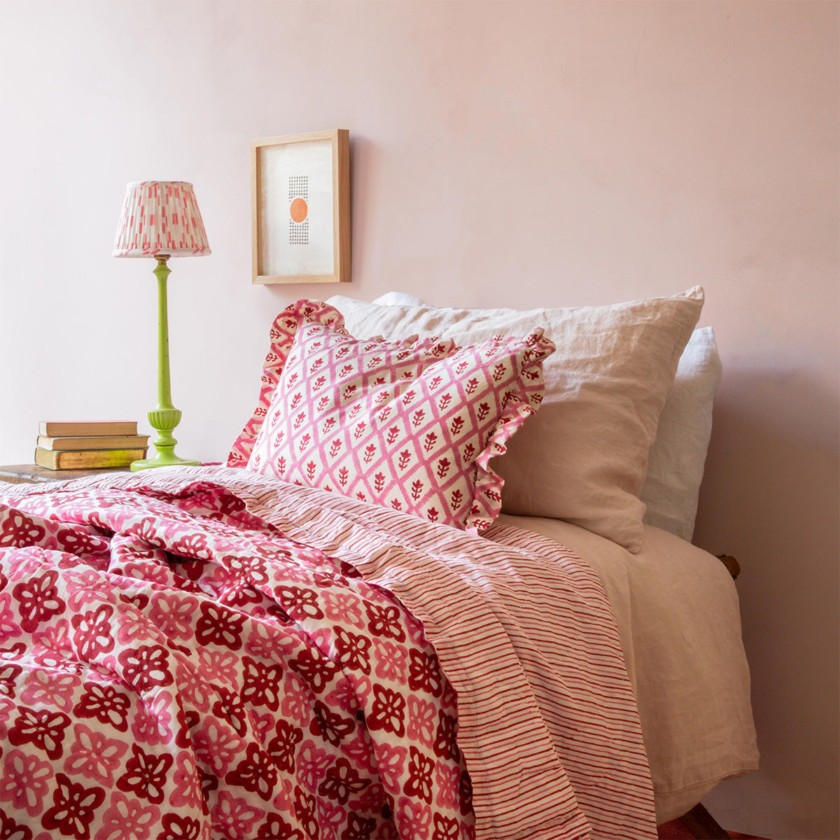 Frilled Cushion Cover - Soft Pink Tuk Tuk Design for Sofa, Bed & Home Decor | Cozy & Stylish Living Room Accessory