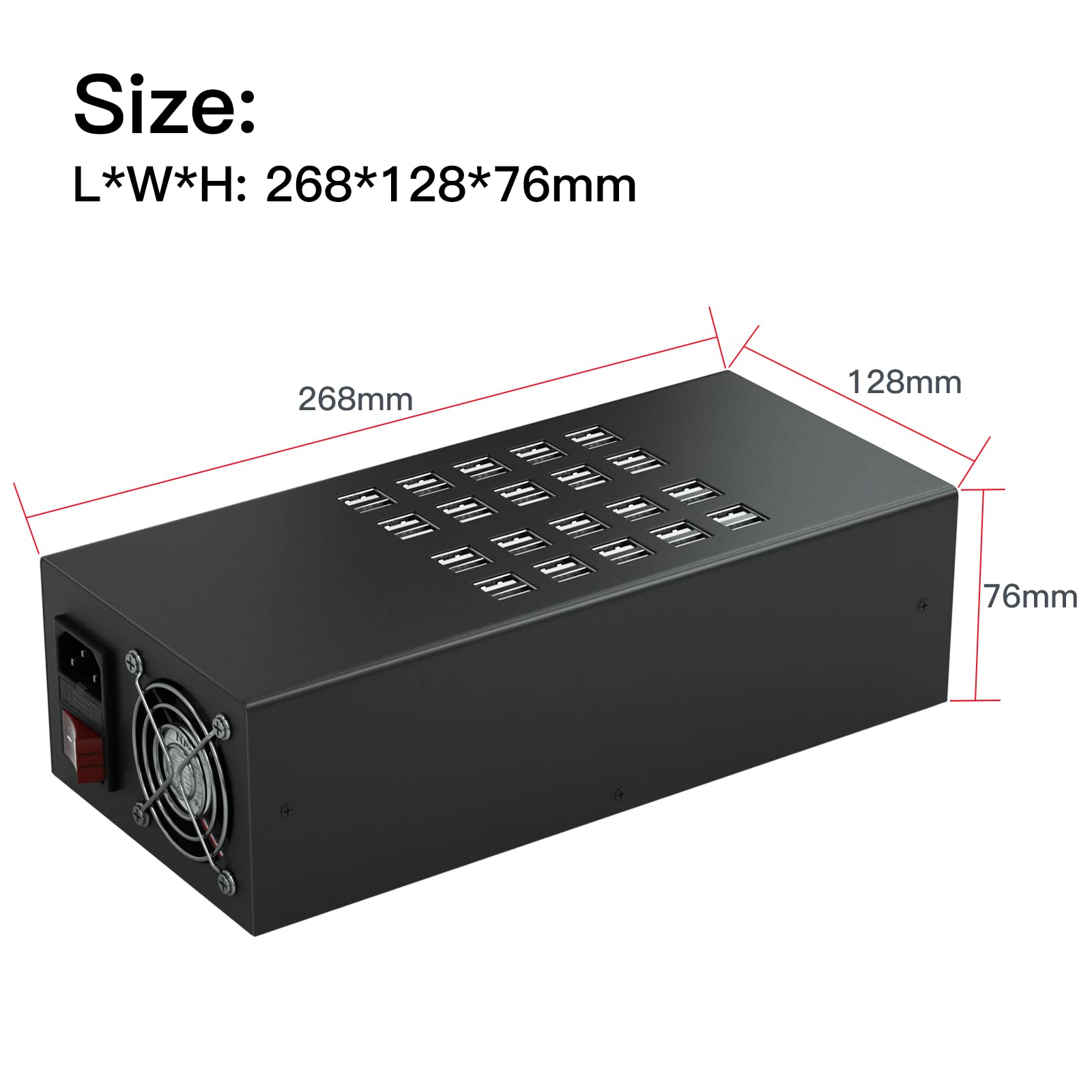 40-in-1 USB Charging Station with 300W Power - 40 Port Multi-Device Charger for iPhone, iPad, Samsung, Tablets & Electronics | Perfect for Offices, Schools, Homes & Travel