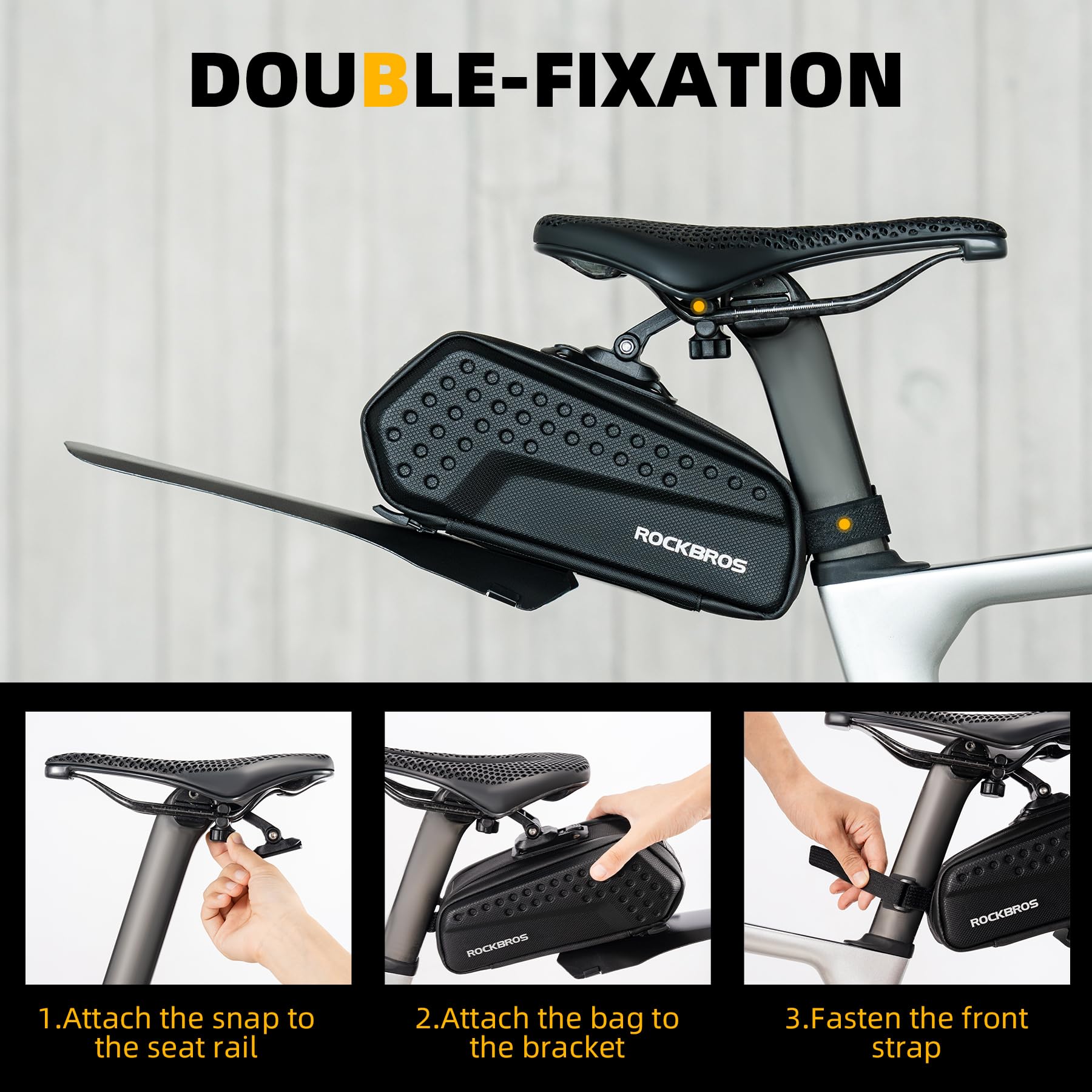 ROCKBROS 3D Hard Shell Bike Seat Bag - 1.3L Waterproof Under Saddle Storage with Quick Release for Mountain & Road Bikes | Perfect for Cycling Accessories, Tools & Phone Storage During Commutes or Outdoor Adventures