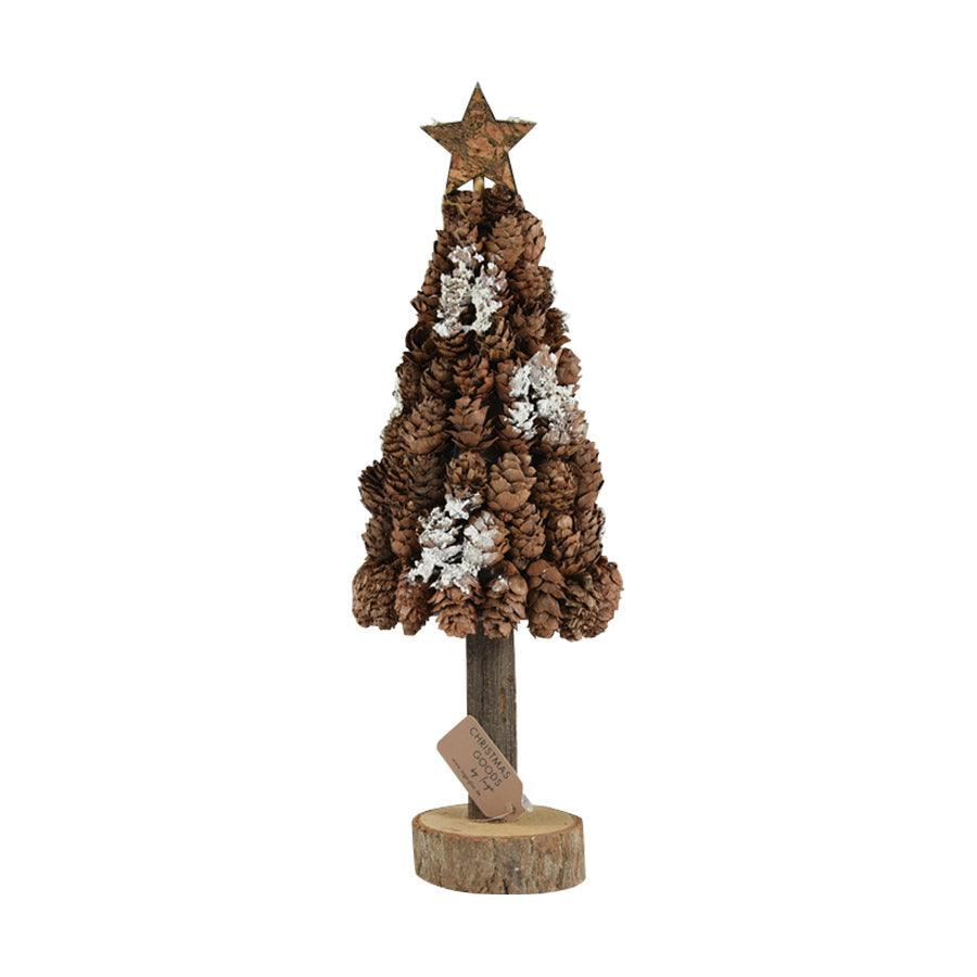 INGE Pine Cones Decorative Tree 28cm - Christmas Holiday Home Decor, Table Centerpiece for Winter Wedding & Festive Party Decorations