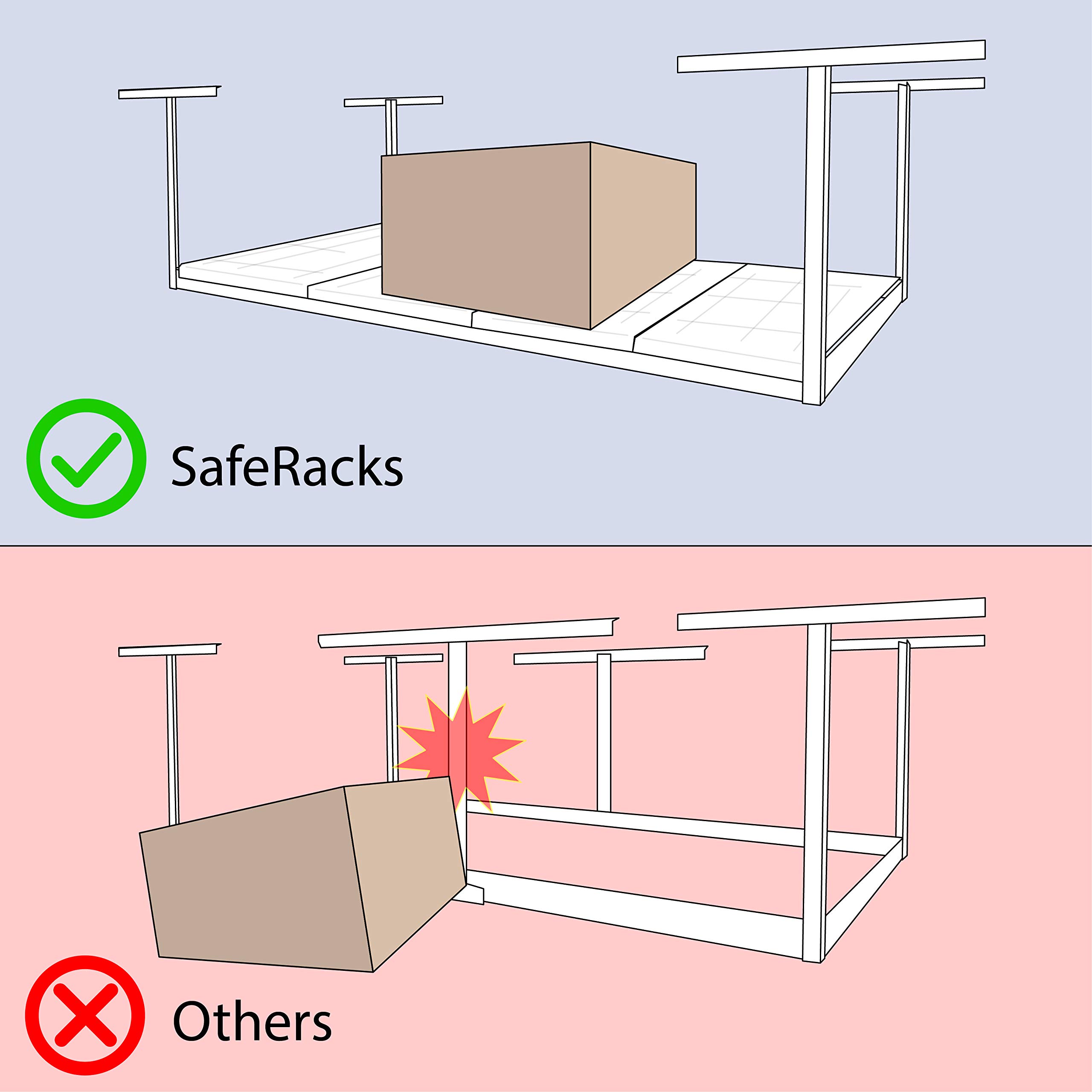 Heavy Duty Overhead Garage Storage Rack - 400 lb Capacity Adjustable Ceiling Mount Shelves 3x6 White (24
