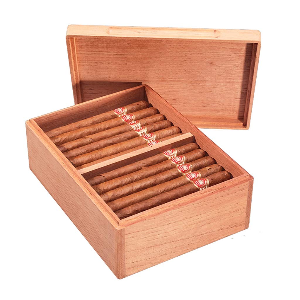 Premium Solid Wood Cigar Humidor Box - Imported Cedar Cigar Cabinet with Double Layer Large Capacity (Holds 50 Cigars) - Sealed Constant Humidity Control - Perfect Men's Gift for Home, Office & Collection - Wooden Cigarette Case for Storage & Display