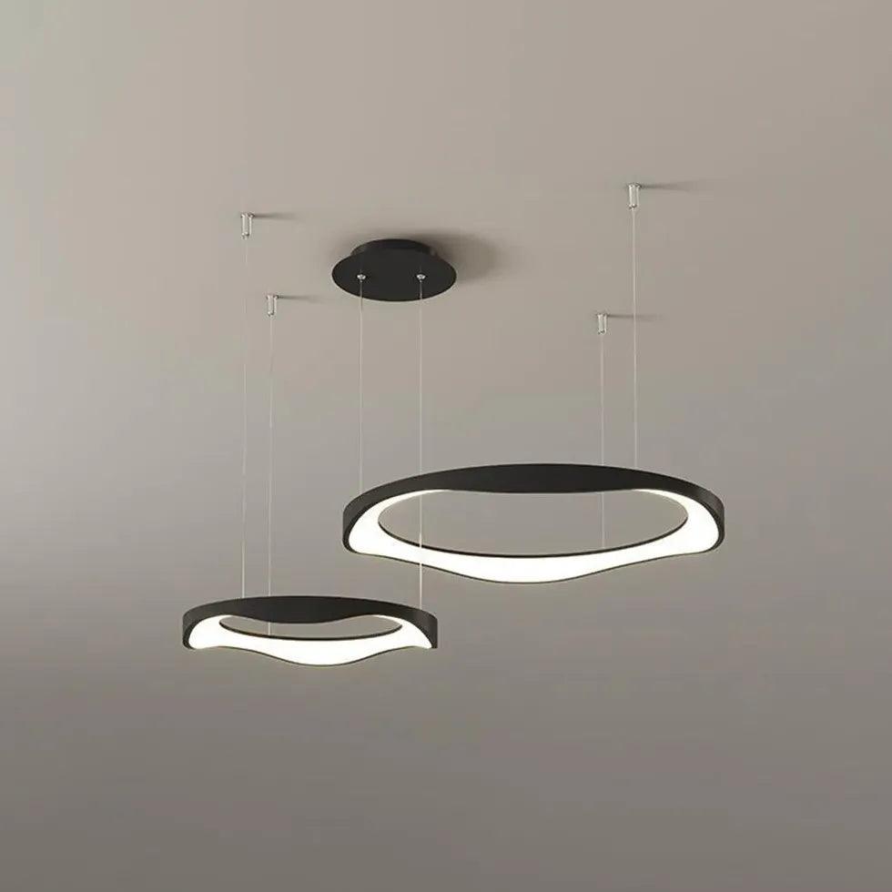 Modern Ring Shaped Metal Acrylic LED Pendant Light for Living Room - Dimmable Hanging Ceiling Lamp for Dining Room, Bedroom, Kitchen & Office Lighting