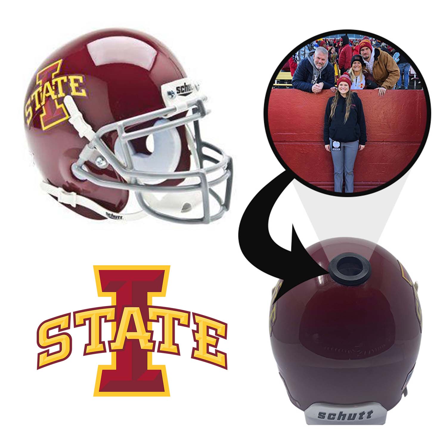 Iowa State Cyclones College Football Collectible Mini Helmet with Display Stand - Perfect for Fans, Memorabilia Collectors, and Home Office Decor