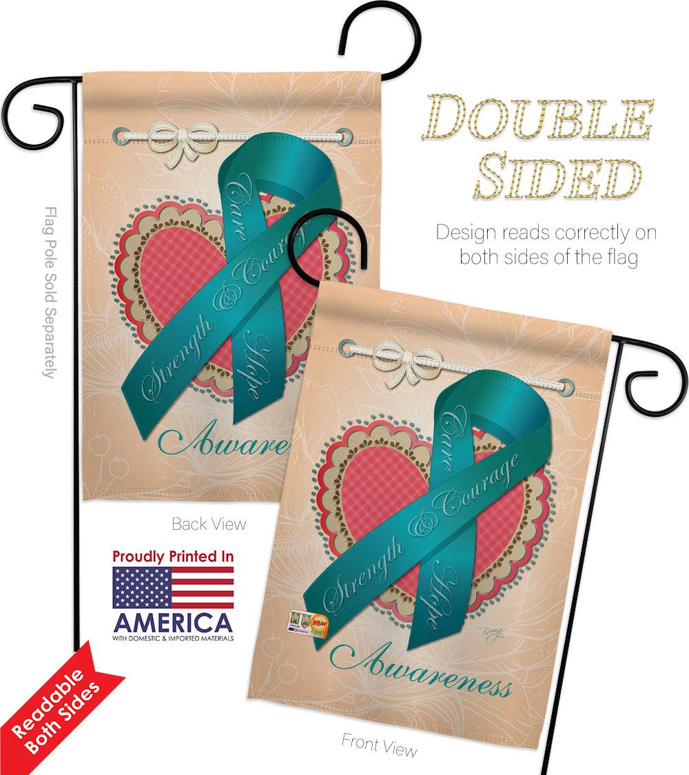 Ovarian Awareness Vertical Flags Set - 28x40in & 13x18.5in - Home & Garden Decor