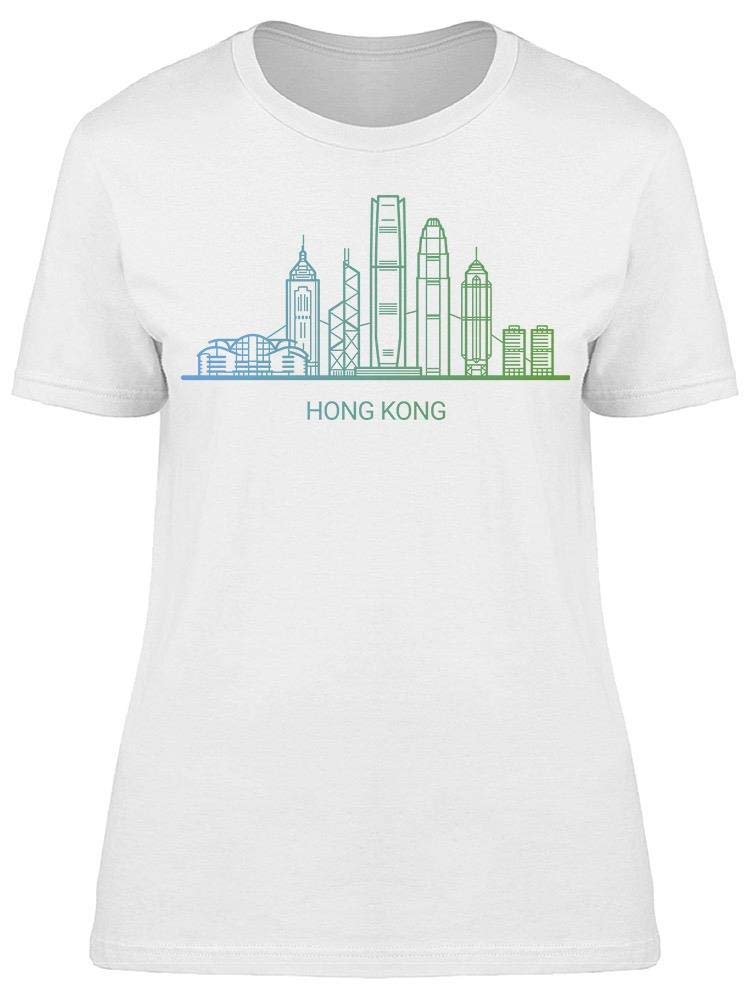 Hong Kong City Gradient Line T-Shirt for Women - Stylish Casual Tee for Everyday Wear, Street Fashion, and Travel Outfits
