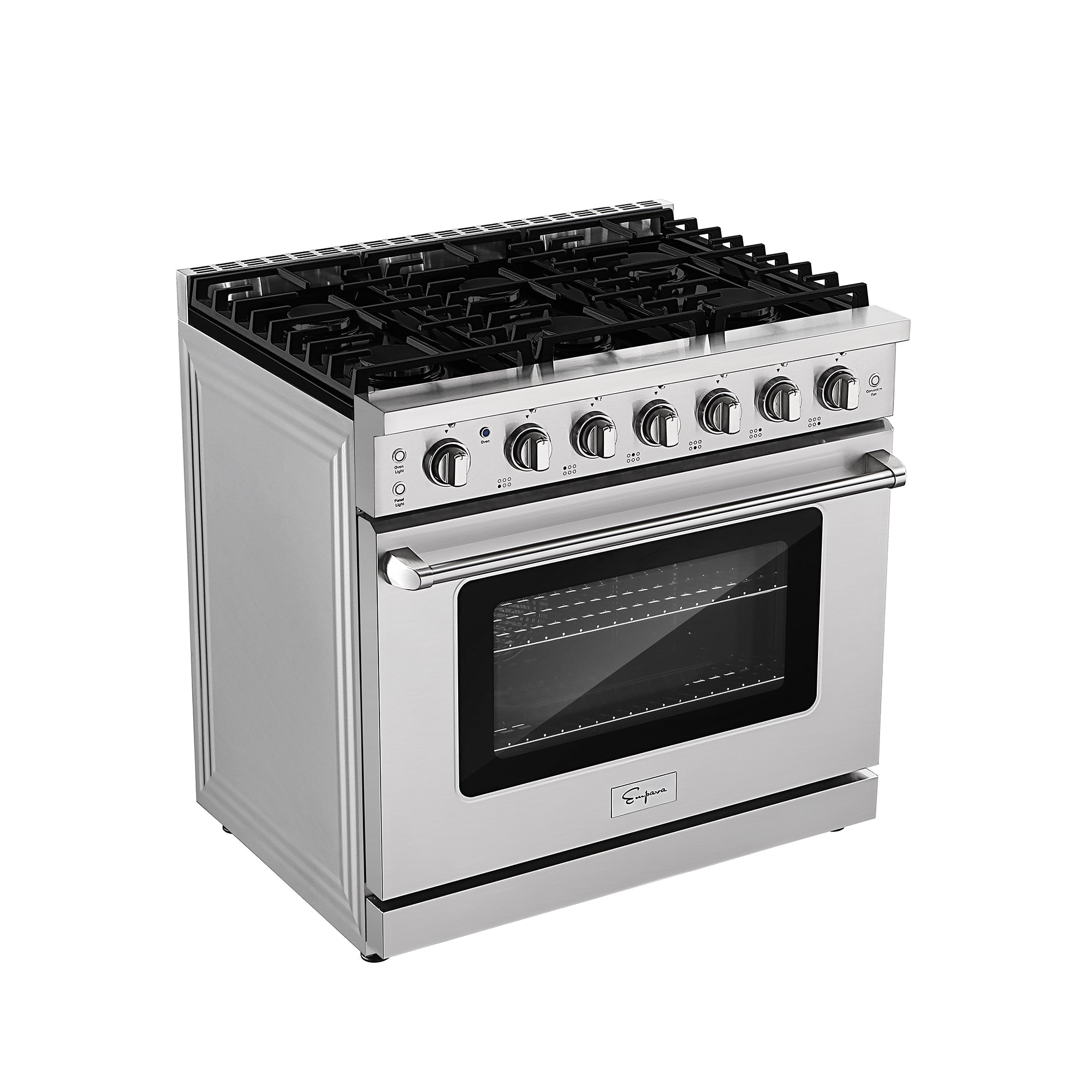 Empava 36 Inch Pro Style Freestanding Gas Range with 4 Sealed Burners - Stainless Steel 36GR11 - Perfect for Modern Kitchens & Professional Home Chefs
