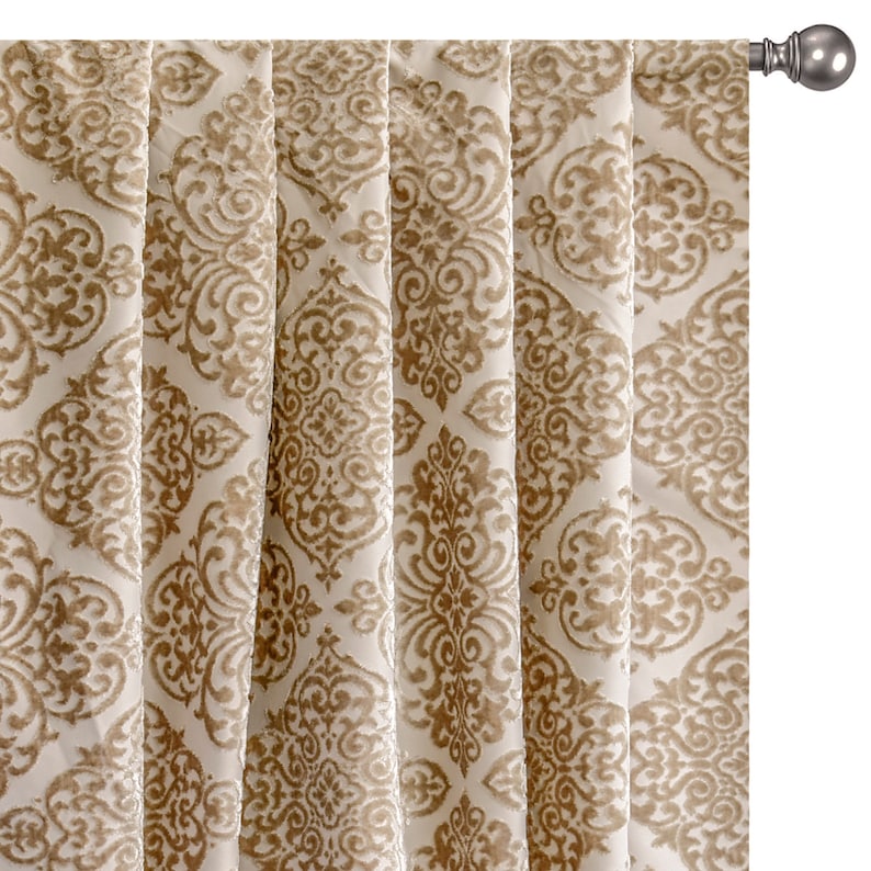 Luxury Beige Damask Jacquard Velvet Fabric by The Yard - Premium Upholstery Material for Sofa, Curtains & Home Decor