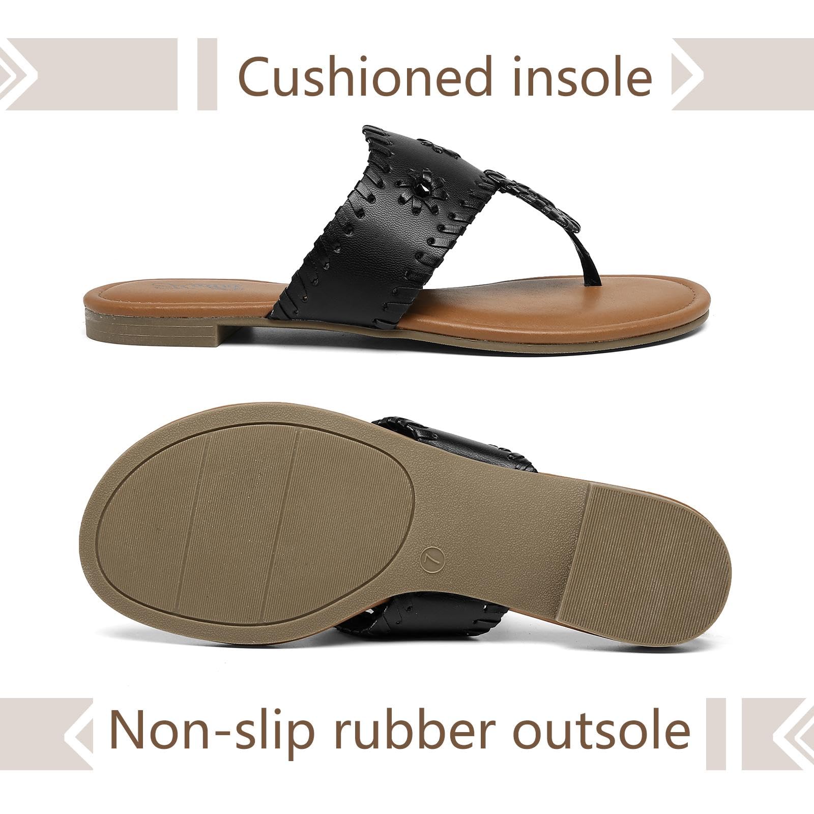 Katliu Women's Flat Sandals - Comfortable Flip Flops & Dressy Thong Sandals for Beach, Pool, and Summer Outfits
