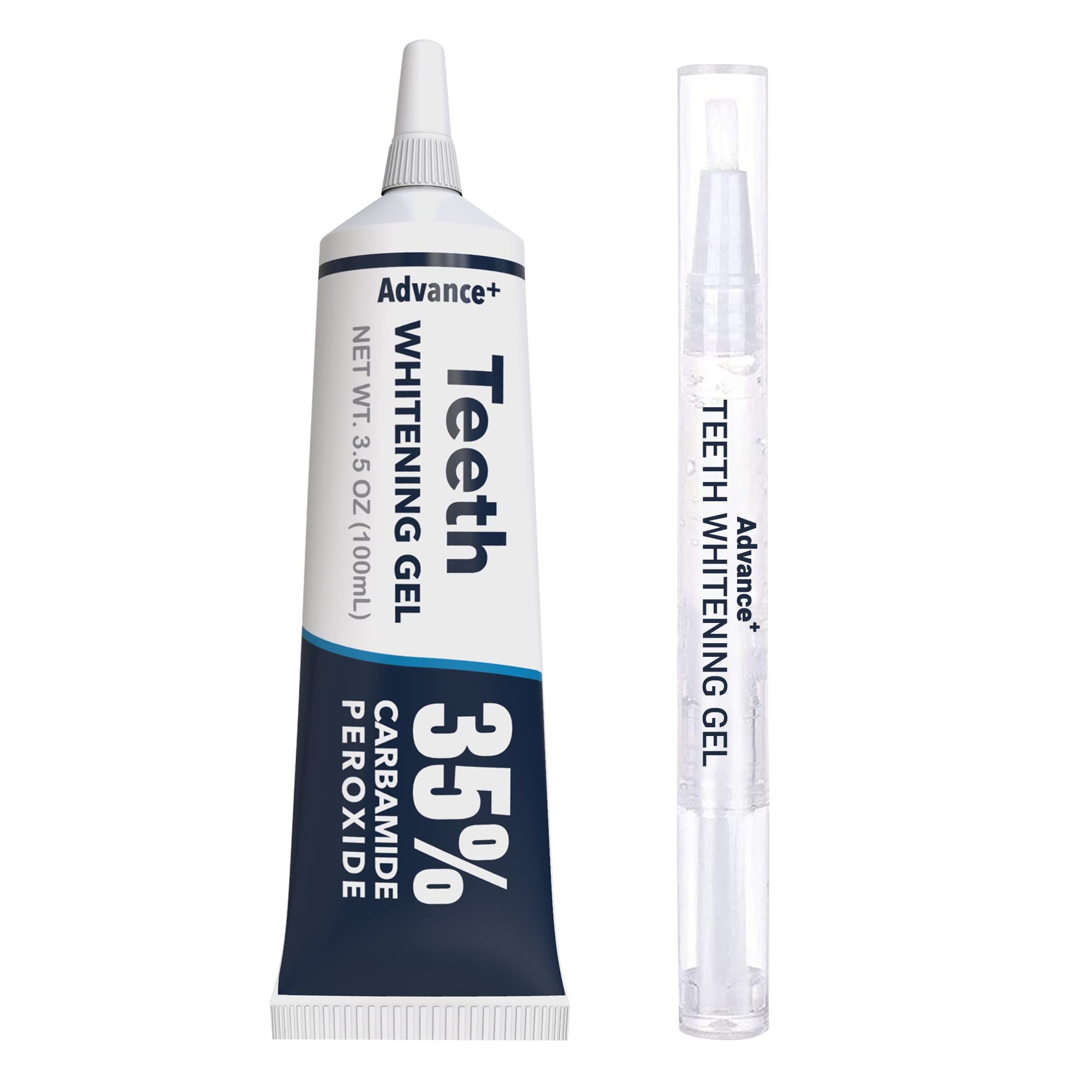 Advanced Teeth Whitening Gel Refill for Whitening Trays (1 Tube = 33 Syringes) - 35% Carbamide Peroxide Formula, Works with LED/UV/Blue Lights & Invisalign | At-Home Teeth Whitening Kit for Brighter Smile