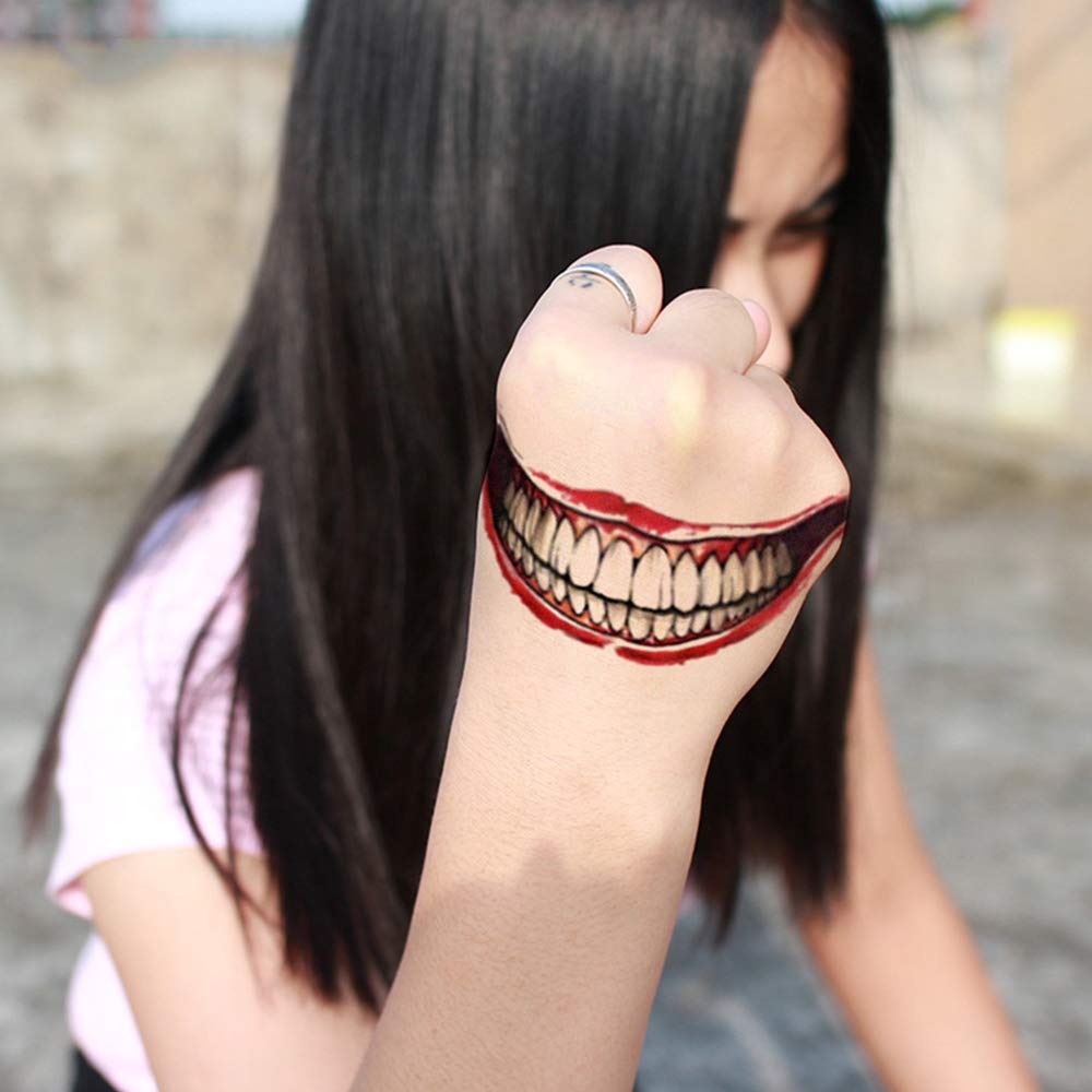 FEDBNET Halloween Scars Temporary Tattoos - Realistic Fake Wound & Zombie Tattoo Stickers with Fake Blood Effect - Perfect for Halloween Costumes, Cosplay, Horror Parties & Themed Events