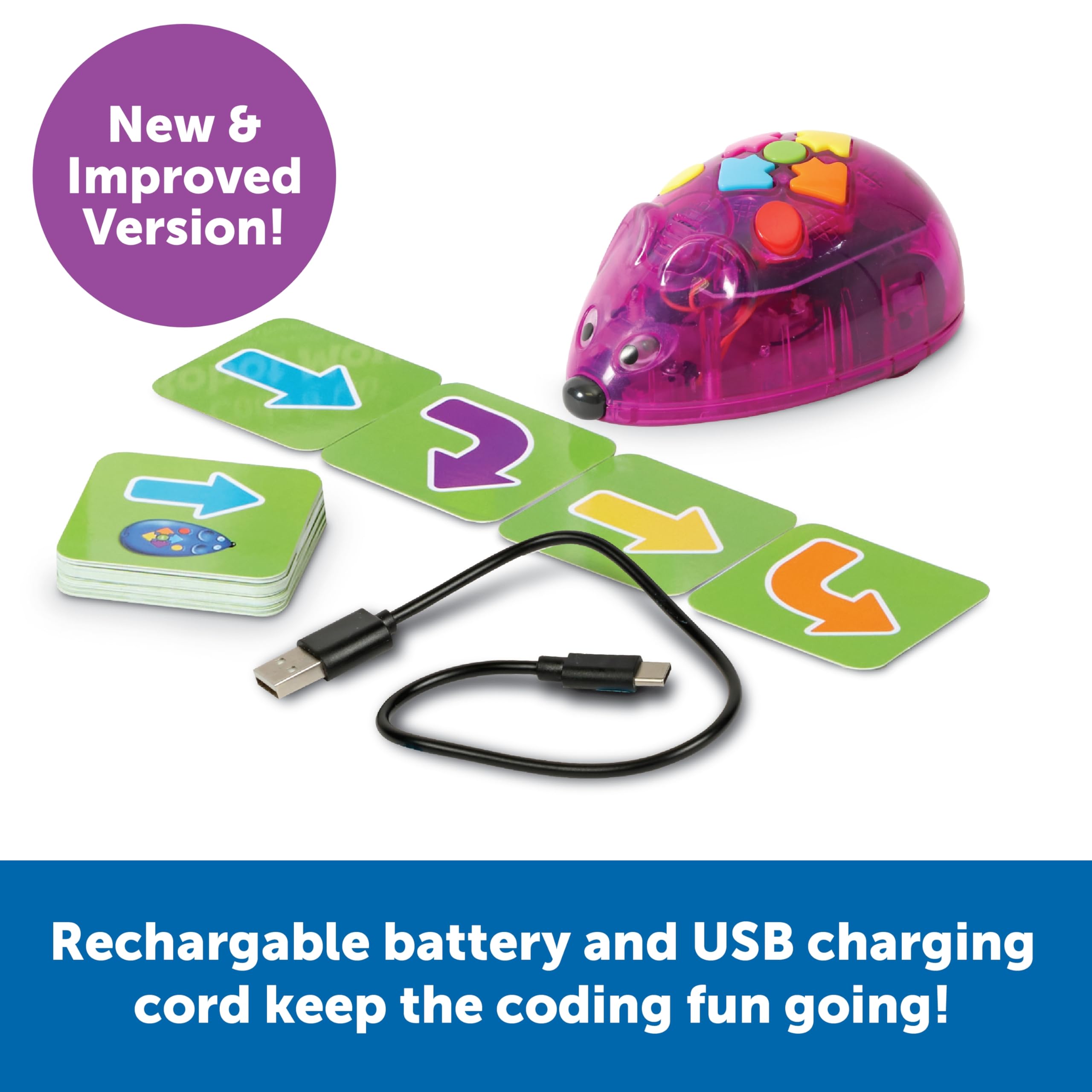 Learning Resources Rechargeable Code & Go Robot Mouse - STEM Coding Toy for Kids Ages 4+, Educational Programmable Robot for Boys & Girls - Perfect for Classroom STEM Activities & Home Learning Play