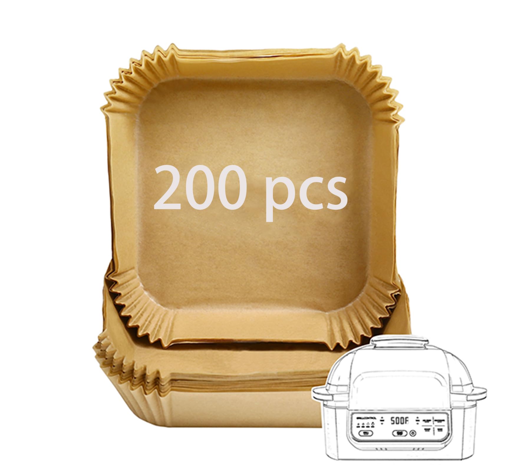 200Pcs Disposable Air Fryer Liners - Non-Stick Parchment Paper for Ninja, COSORI, Gourmia, PowerXL, Instant Pot, Fabuletta & Philips Air Fryers - Perfect for Healthy Cooking, Easy Cleanup & Hassle-Free Meals
