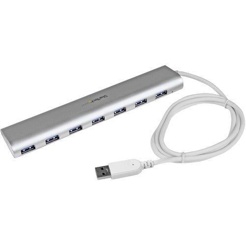 7-Port USB 3.0 Hub with Built-in Cable - Aluminum USB Hub for MacBook Pro/Air, Laptop, PC - Compact & Lightweight Design with Power Adapter - Perfect for Home Office, Gaming & Travel Accessories