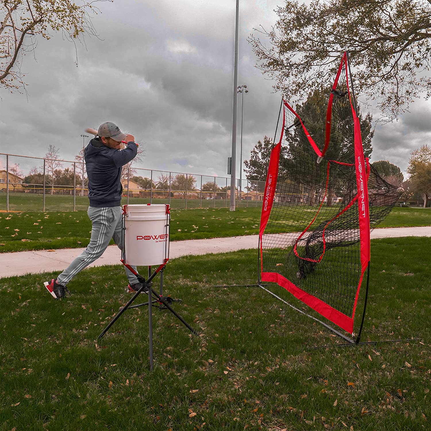 PowerNet Hanging Dual Practice Net for Baseball & Softball Training - Perfect for Backyard, Batting Cage & Team Drills