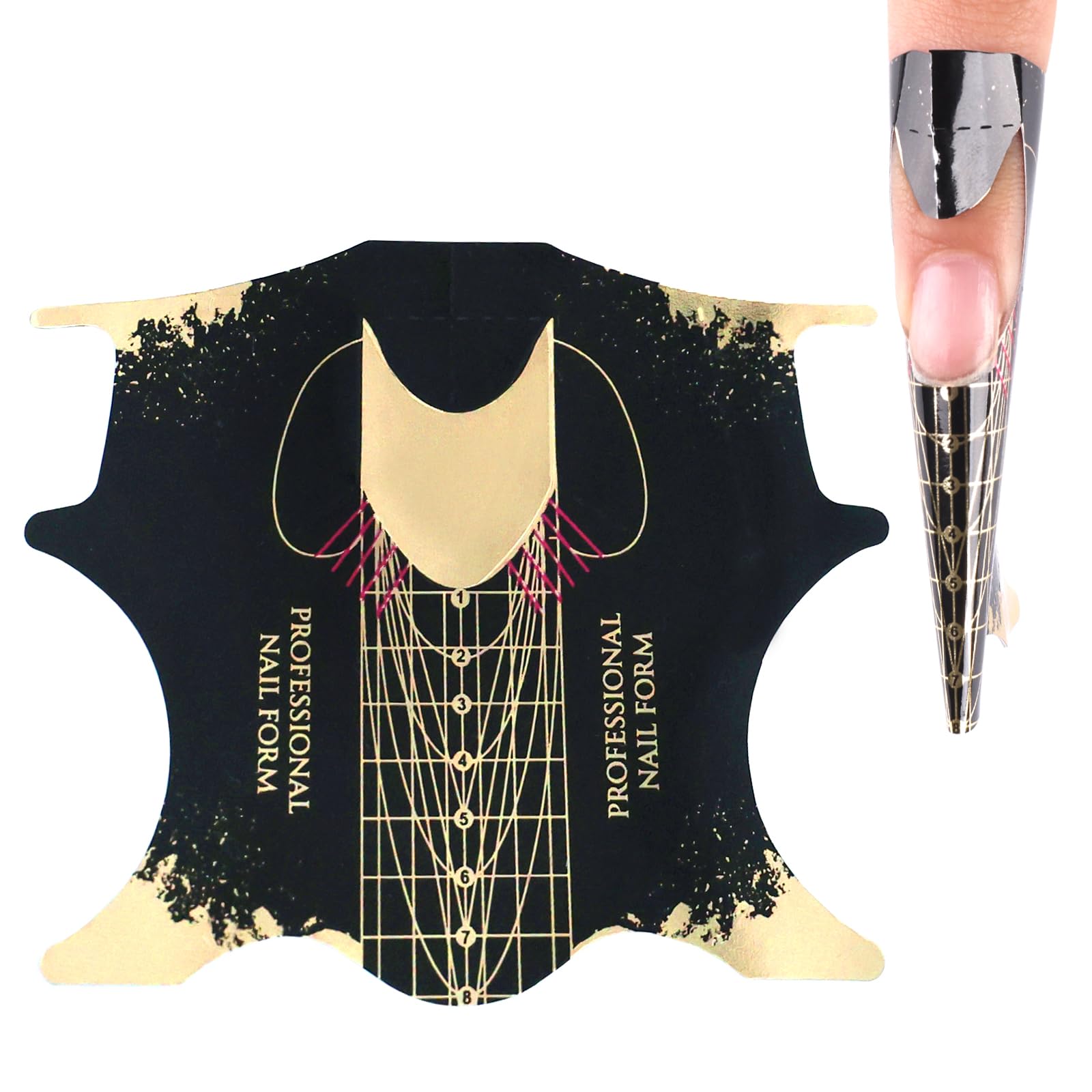 Reusable Self-Adhesive Nail Forms 100pcs - Sticky Nail Extension Templates for Poly Gel, Builder Gel & Acrylic Nails - Black Nail Art Stencils for Professional Salon & DIY Manicures at Home