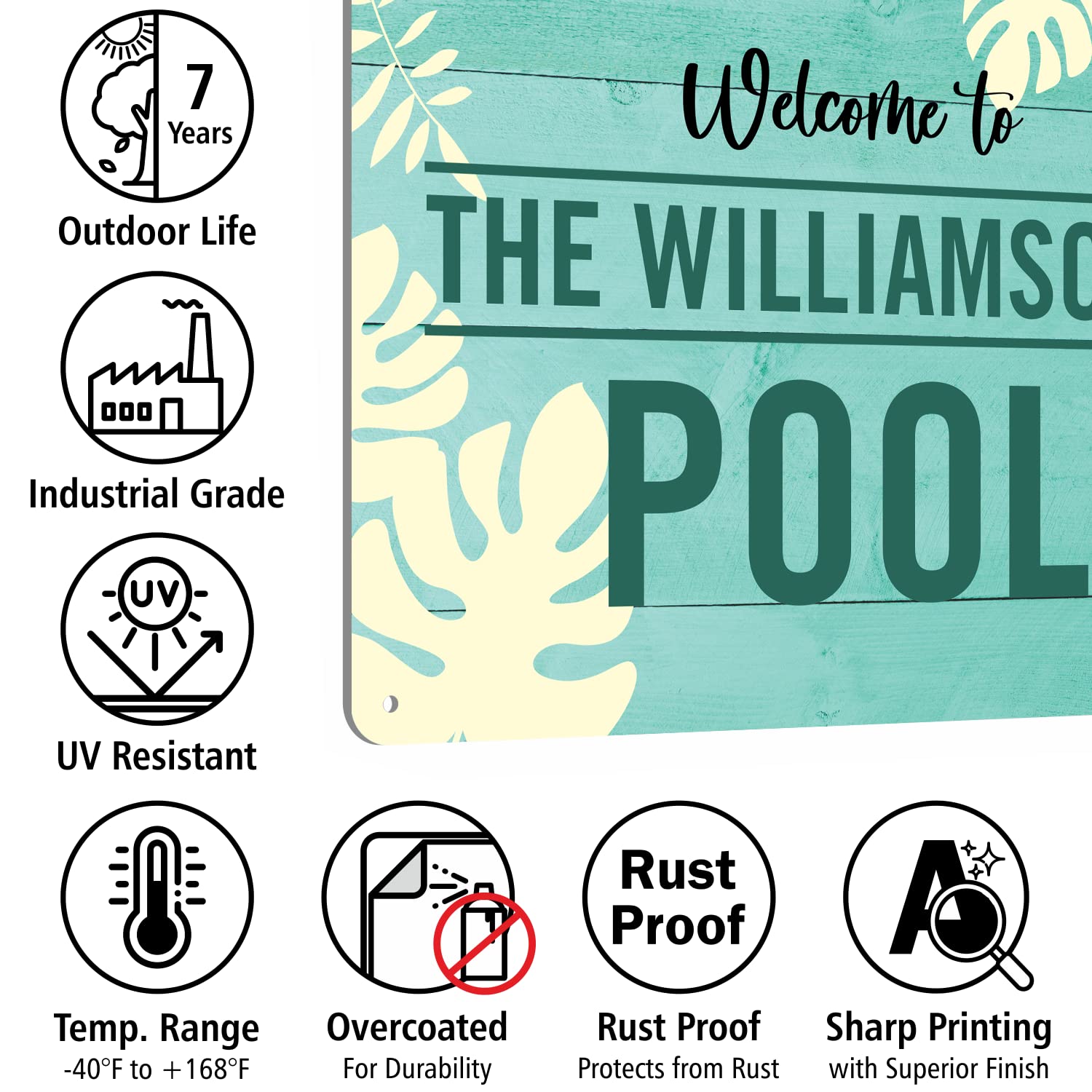 Custom Welcome To The Pool Sign - Personalized Rustproof Aluminum Pool Sign (40 mil with Clear Overcoat) | Durable Outdoor Patio & Pool Decor | Made in USA | Perfect for Backyard Parties, Swimming Pool Entrance & Summer Decorations