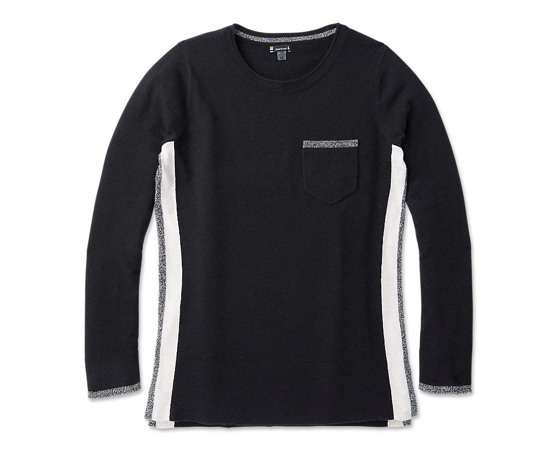 Smartwool Women's Merino Wool Crew Neck Sweater - Breathable Ventilated Pocket Pullover in Shadow Pine Black for Hiking, Travel & Outdoor Activities