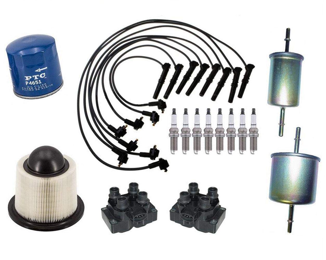 Ford F150 4.6L 97-99 Replacement Parts Kit - Ignition Coils, Spark Plugs, Wires, Air/Gas/Oil Filters | Mac Auto Parts | Perfect for Engine Tune-Up & Maintenance