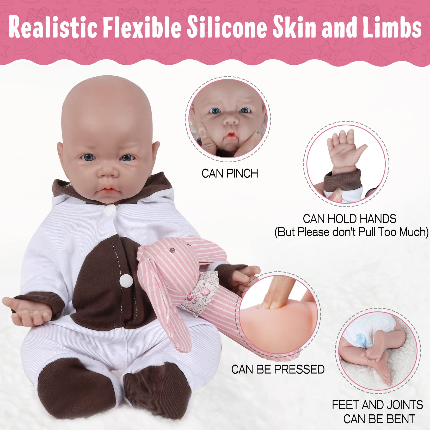 Vollence 17 Inch Realistic Reborn Baby Doll - Full Silicone Lifelike Girl Doll with Open Eyes | Perfect for Collectors, Photography Props, Nursery Decor & Gift Giving