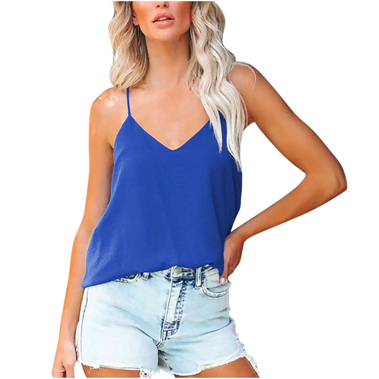 Sexy Women's V-Neck Sleeveless Tank Top with Suspenders - Solid Color Summer Blouse for Women | Perfect for Casual Outings, Beach Vacations & Night Out Parties