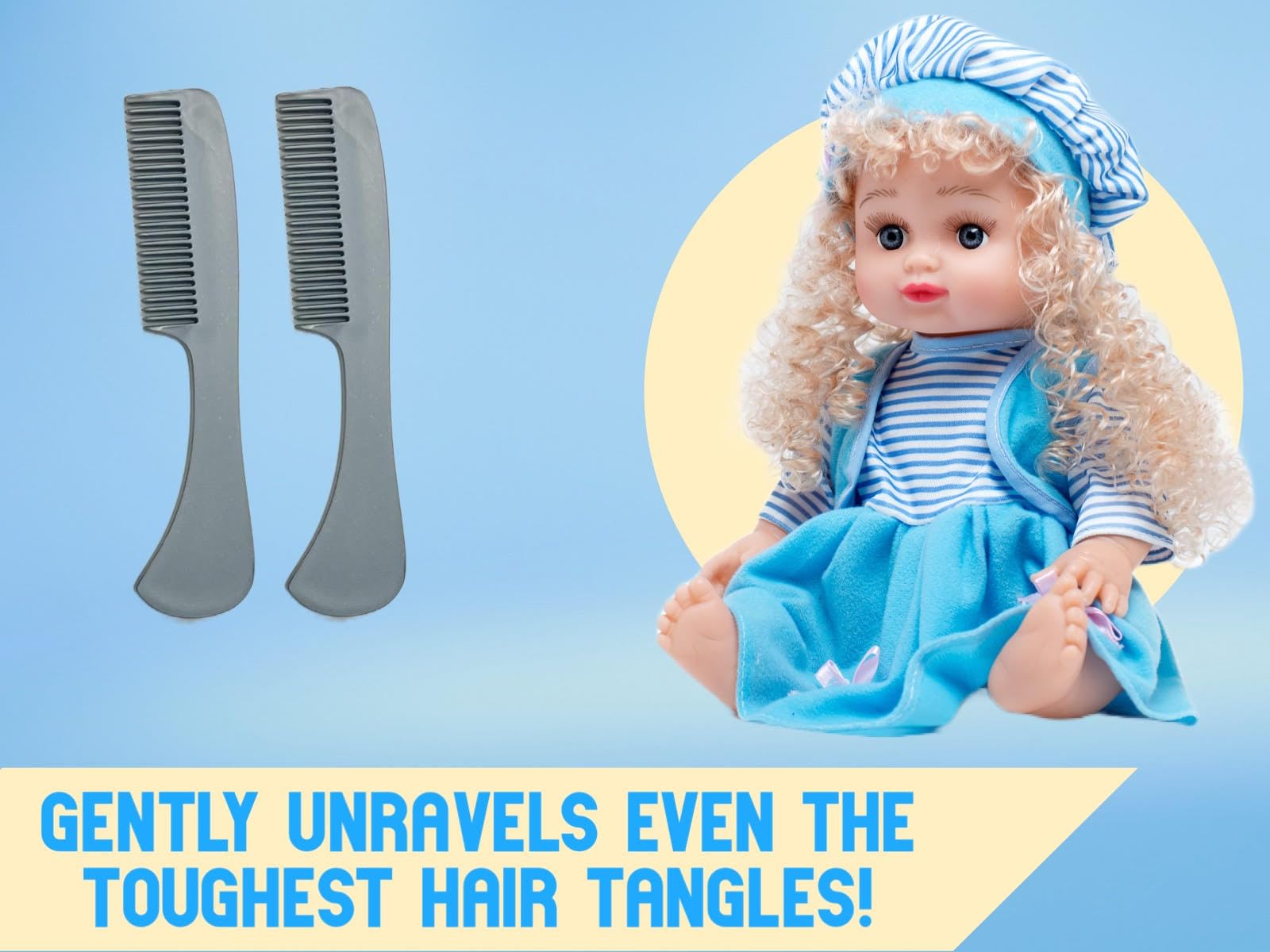 G.B.S Unbreakable Doll Comb Set - 3 Pack Fine Toothed Combs for Styling & Detangling Doll Hair & Wigs | Small Pocket Size | Perfect for American Girl Dolls, Barbie, Synthetic Wigs & Hair Extensions | Salon Quality Hair Care Tools for Kids & Collectors