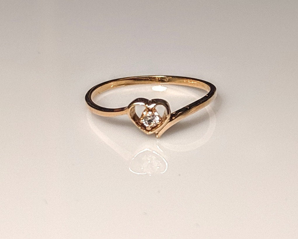 10K Solid Gold Heart Promise Ring with Natural Birthstone - Sapphire, Ruby, Emerald, Topaz, Peridot, Garnet or Amethyst | Size 4-7 | Perfect for Anniversaries, Engagements & Valentine's Gifts