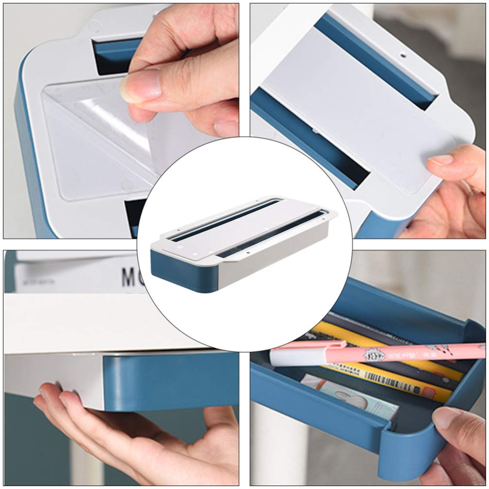 NUOBESTY 2-Pack Under Desk Organizer - Retractable Hidden Drawer for Pens, Pencils & Stationery - Adhesive Mount Desk Storage Tray - Perfect for Office, Study & Home Workspace Organization