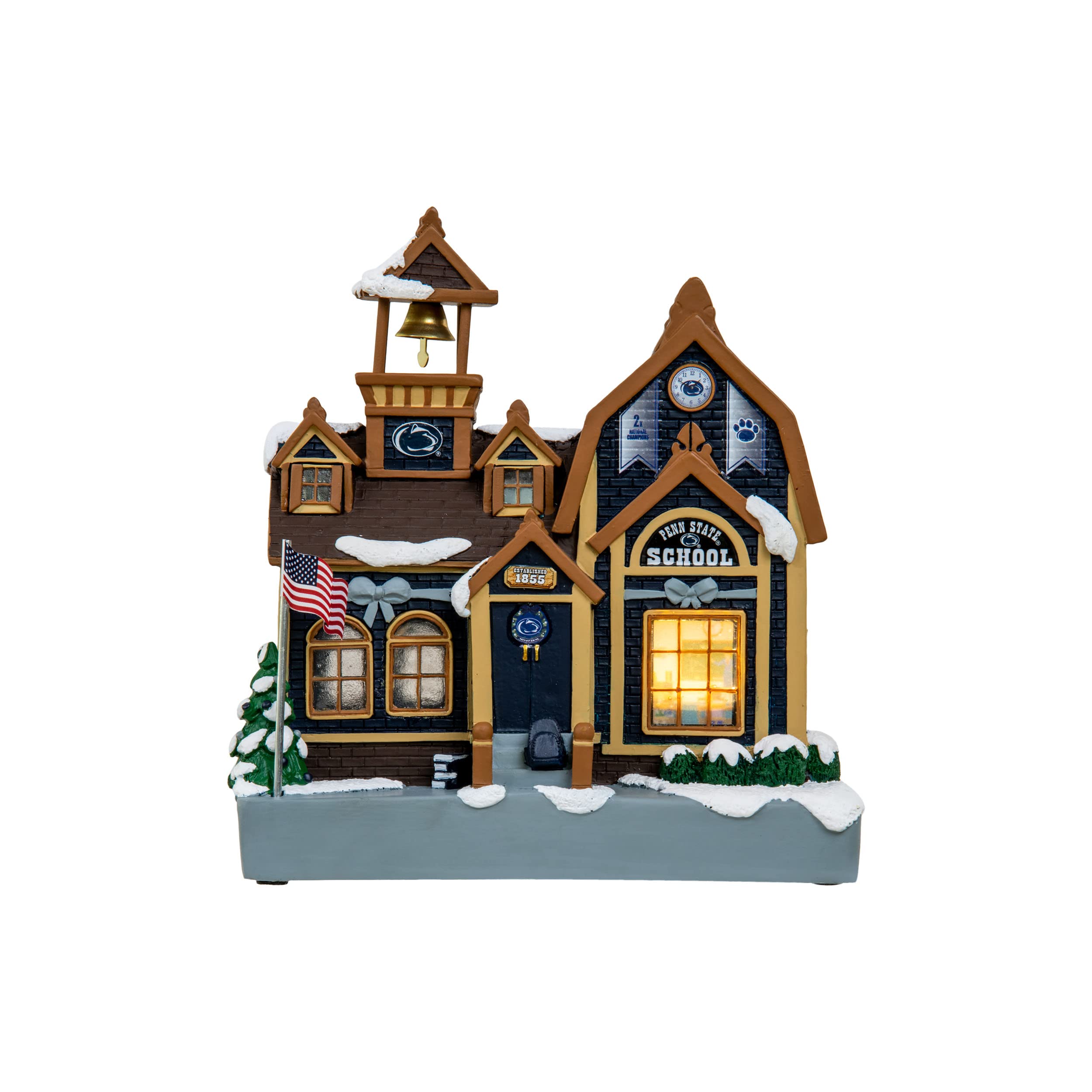 FOCO NCAA Team Logo Light Up Collectible Resin Holiday Village House - Perfect for Christmas Decorations, Sports Fan Gifts & Home Display